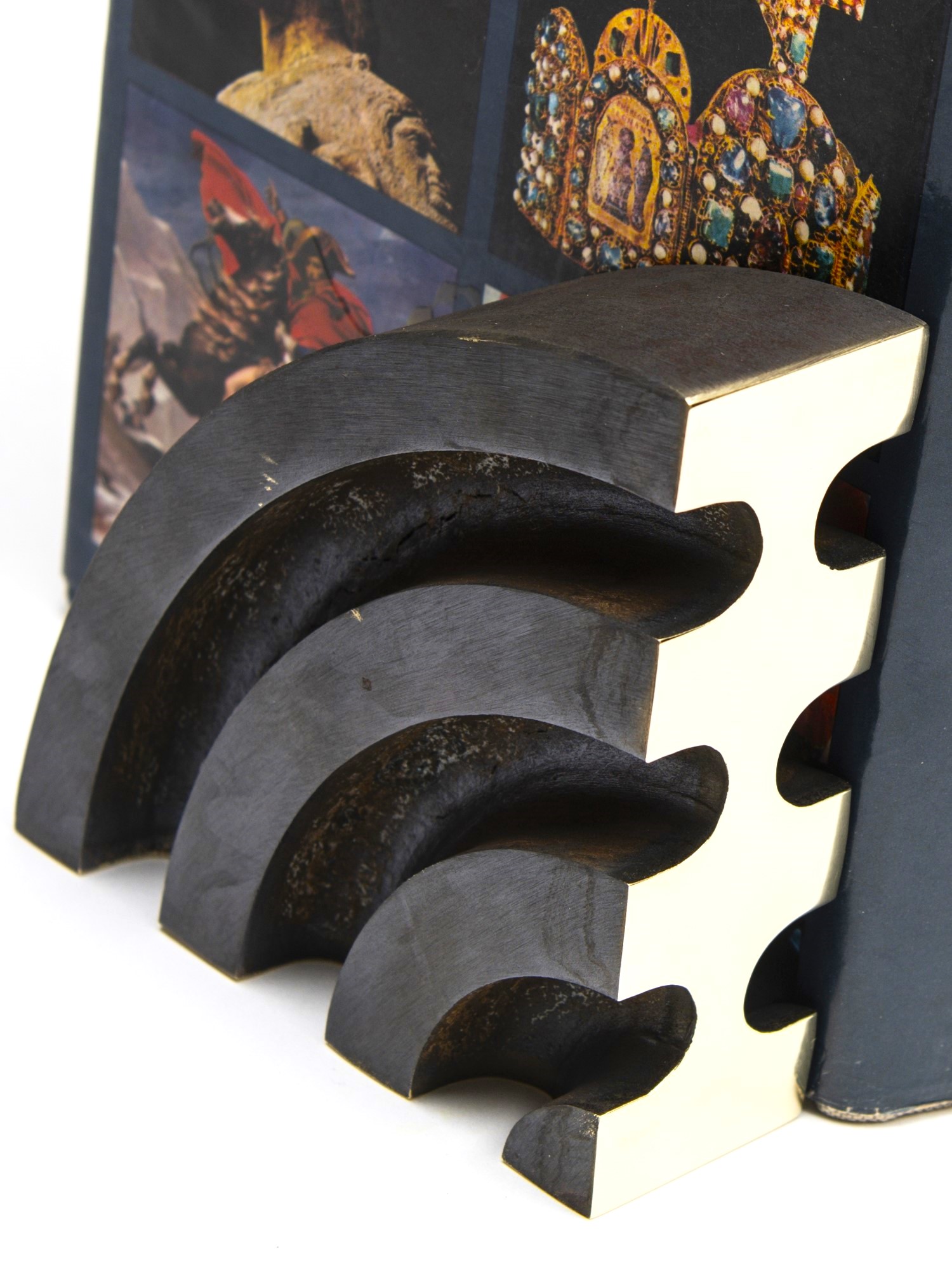 Bookend Set &quot;Rainbow&quot; Brass patinated and polished