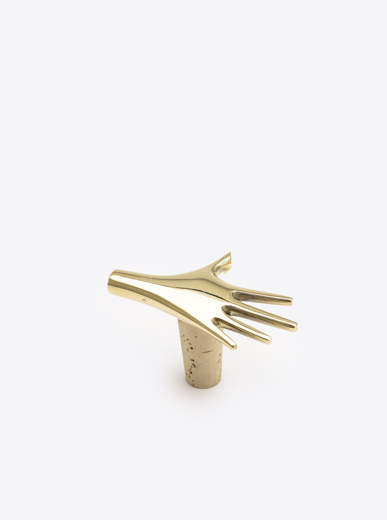 Bottle Stopper &quot;Hand low&quot; Brass polished