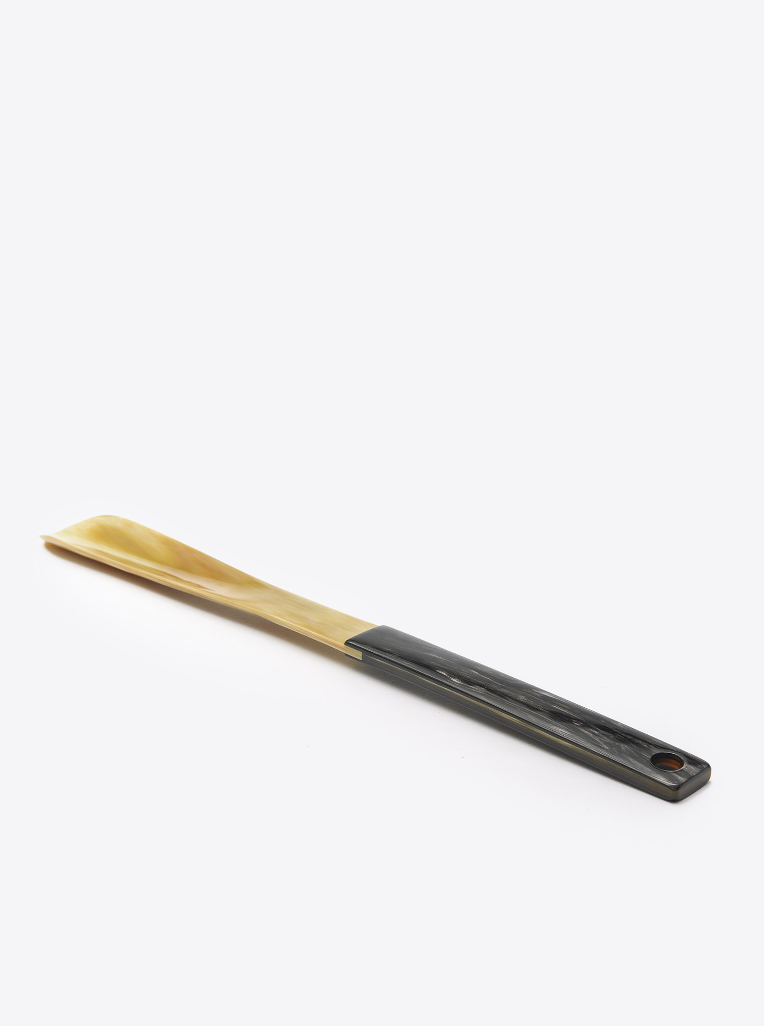 Shoehorn made of Horn light and dark handle