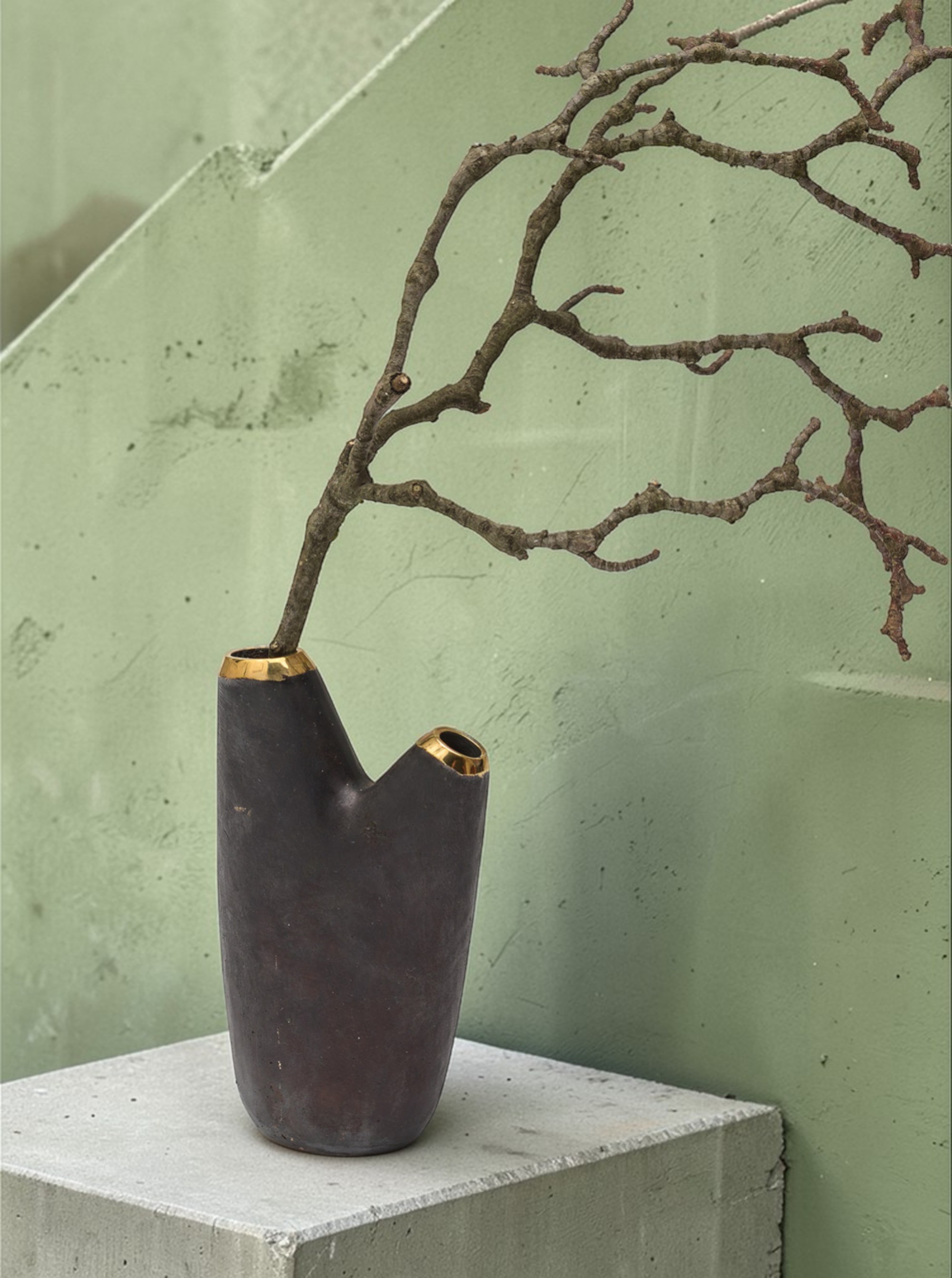 Vase "Aorta" II Messing patiniert