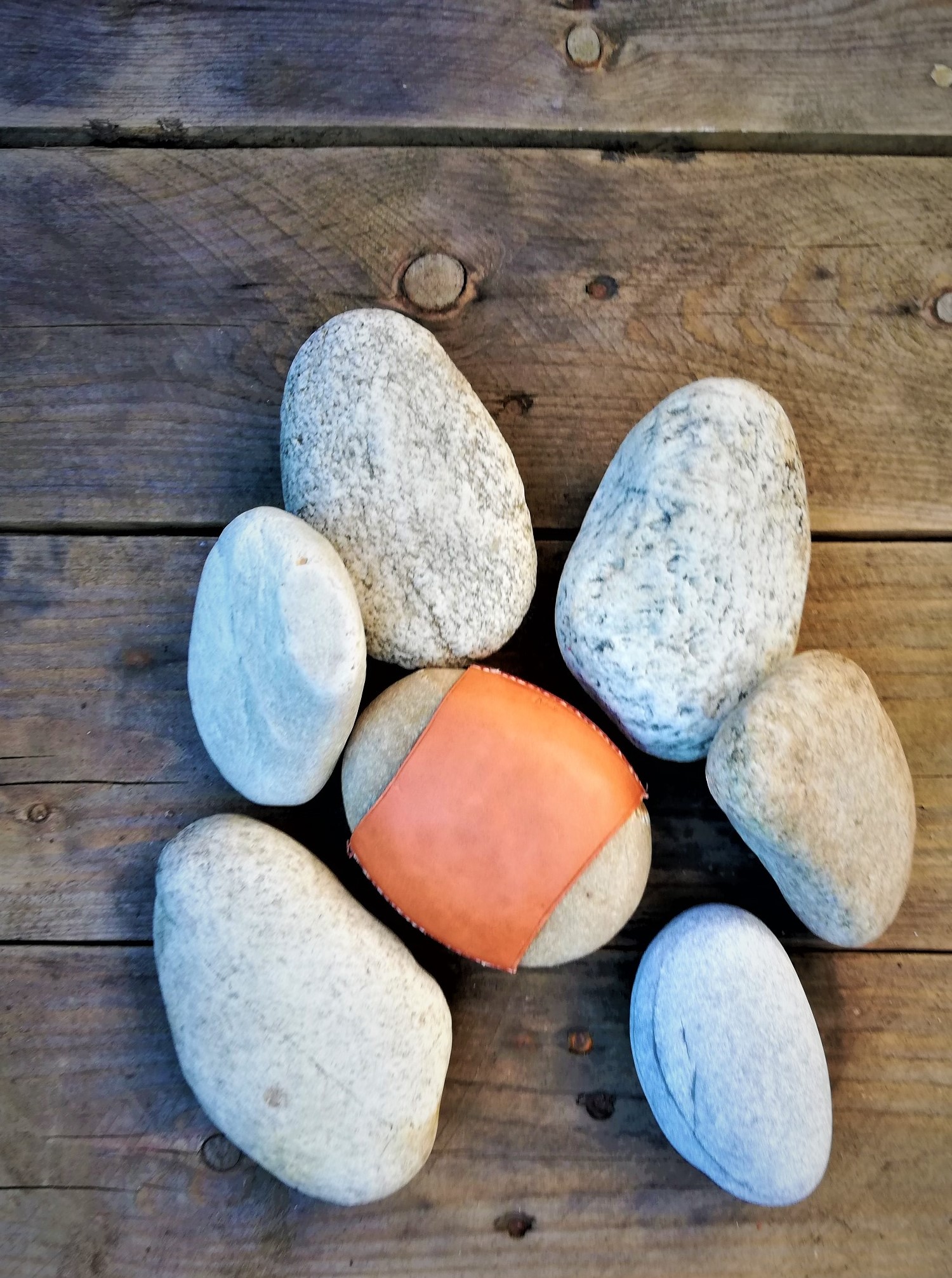 Paperweight Stone with Leather