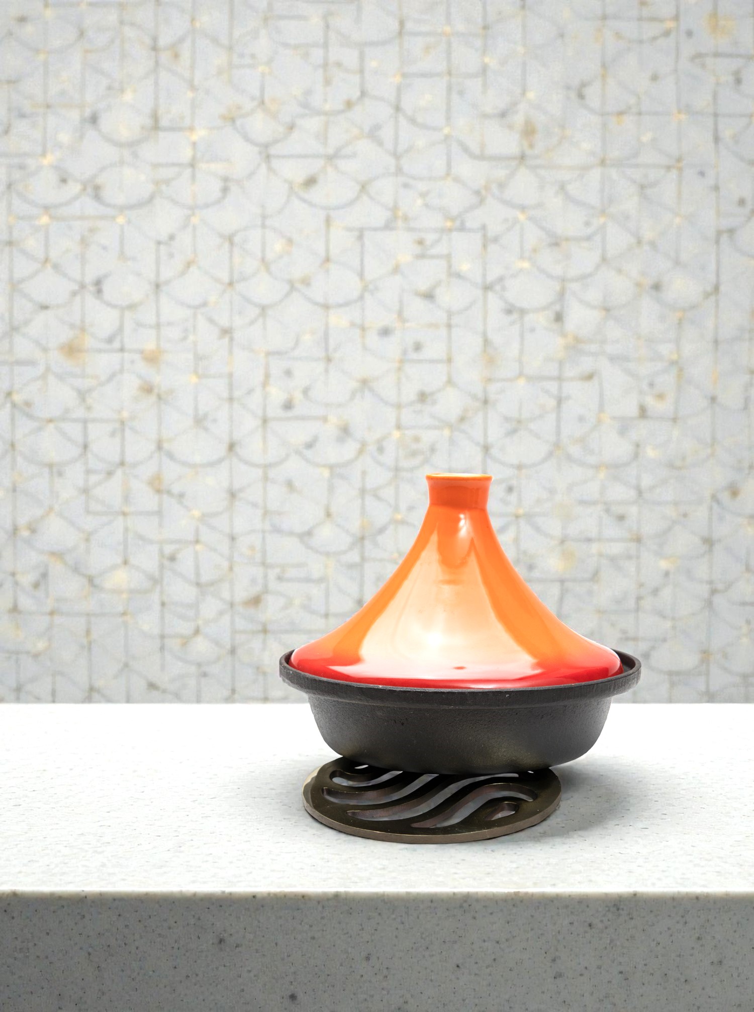 Coaster round Brass polished and patinated