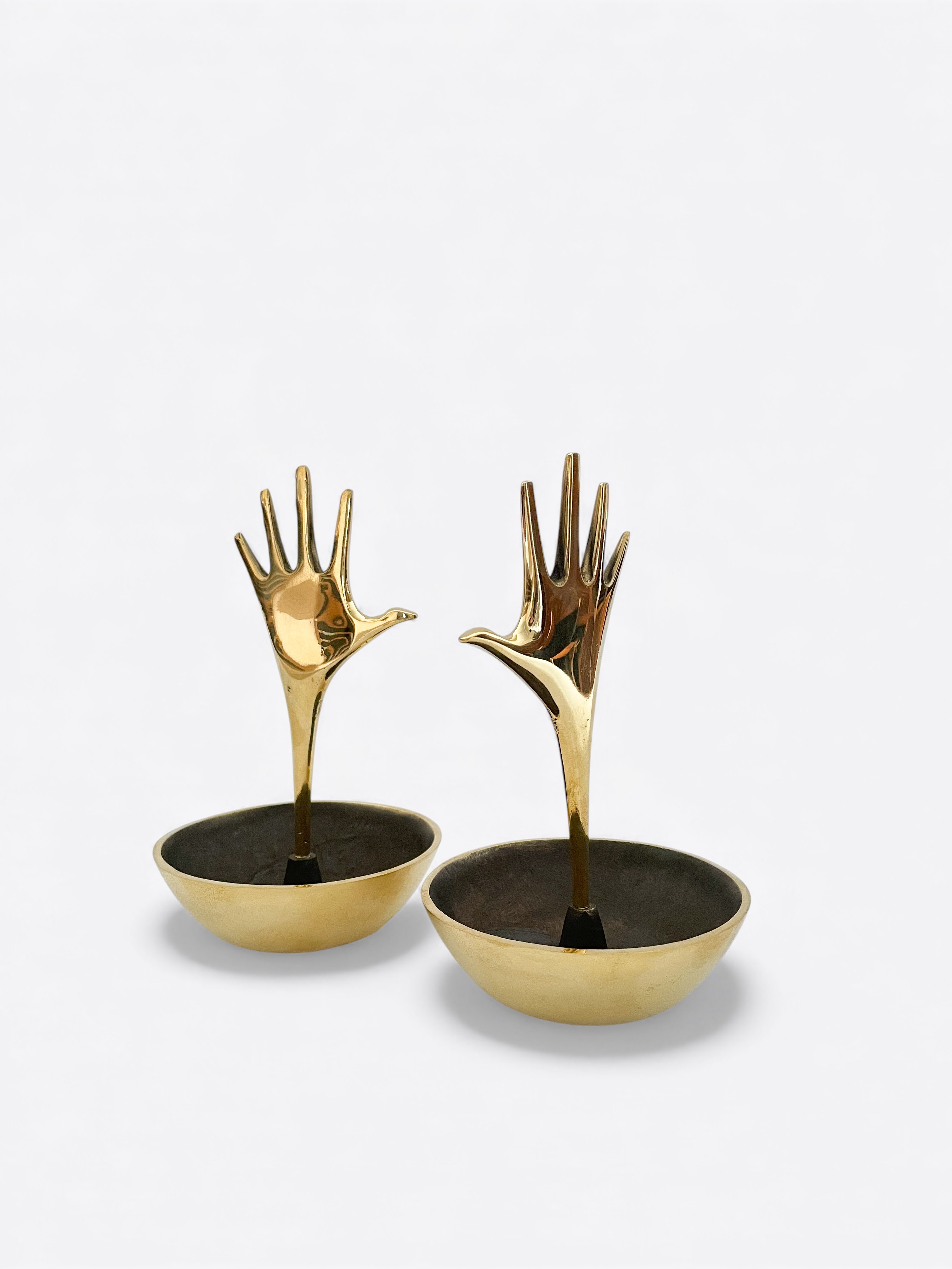 “Catch All” bowl with handle. Polished brass + patinated