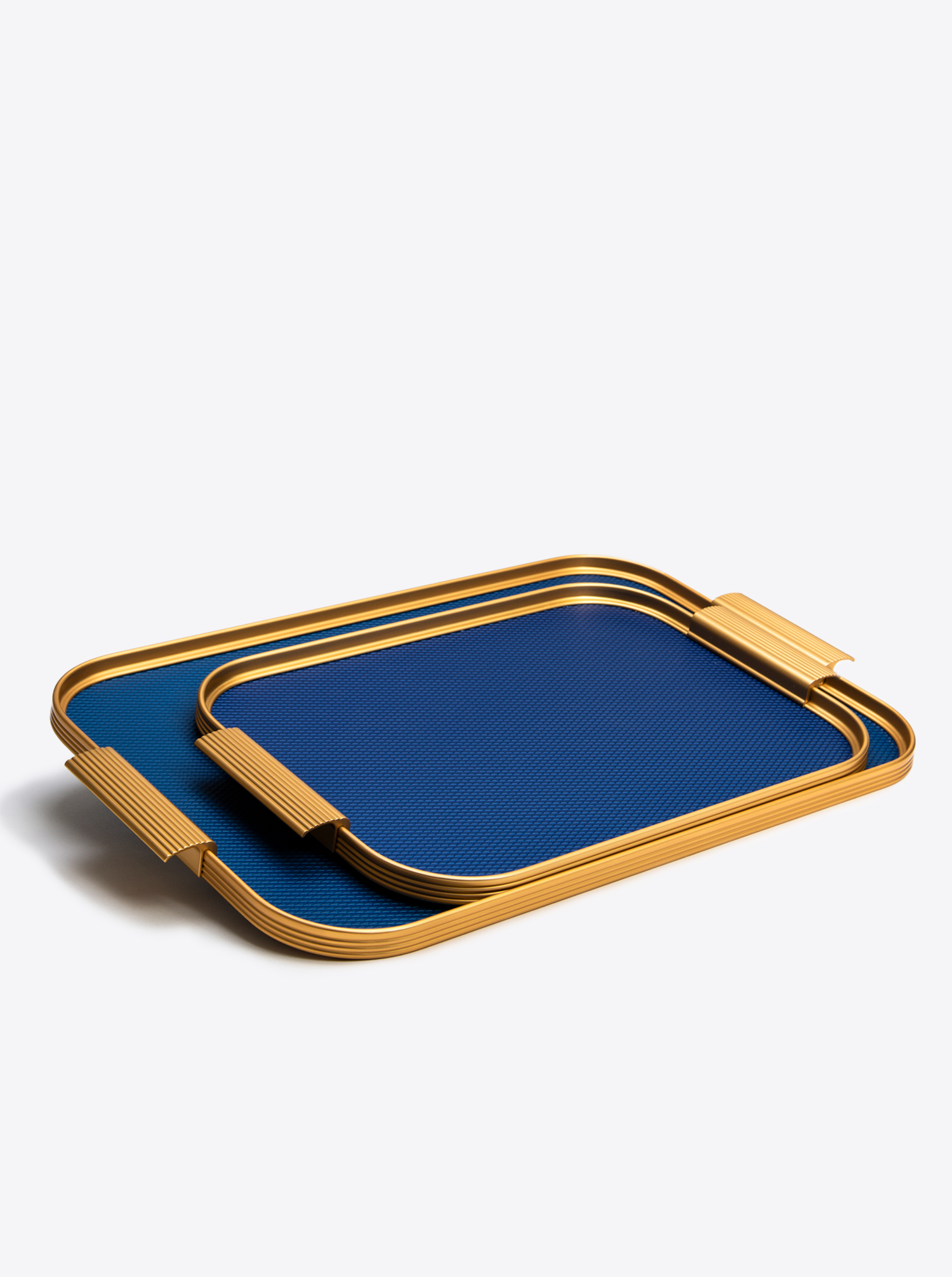 Tray Aluminium L 46 x 30cm in Royal Diamond Blue / Gold