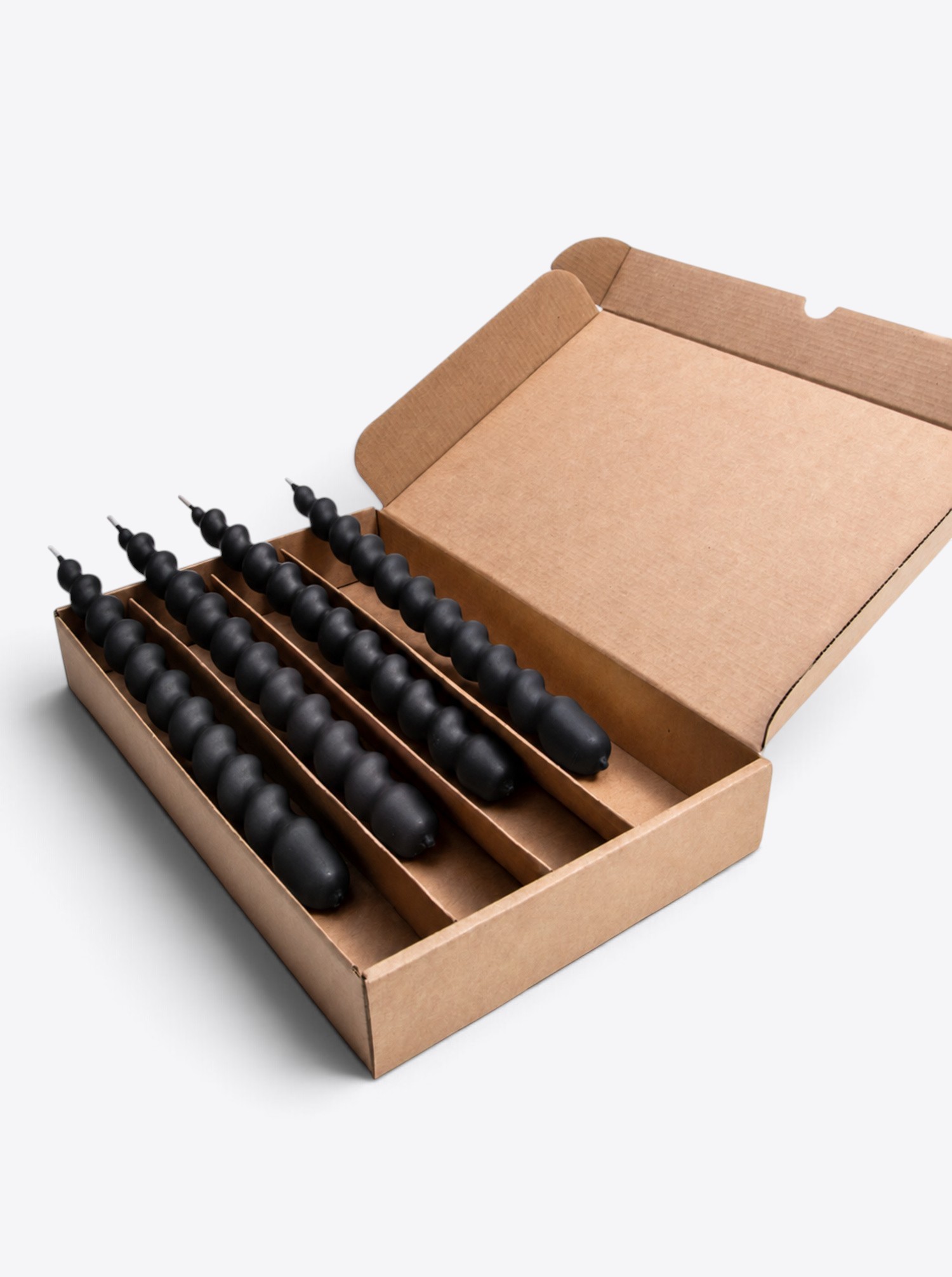 Dinner Candles "Deep Noir" - Set of 4 black spiral candles