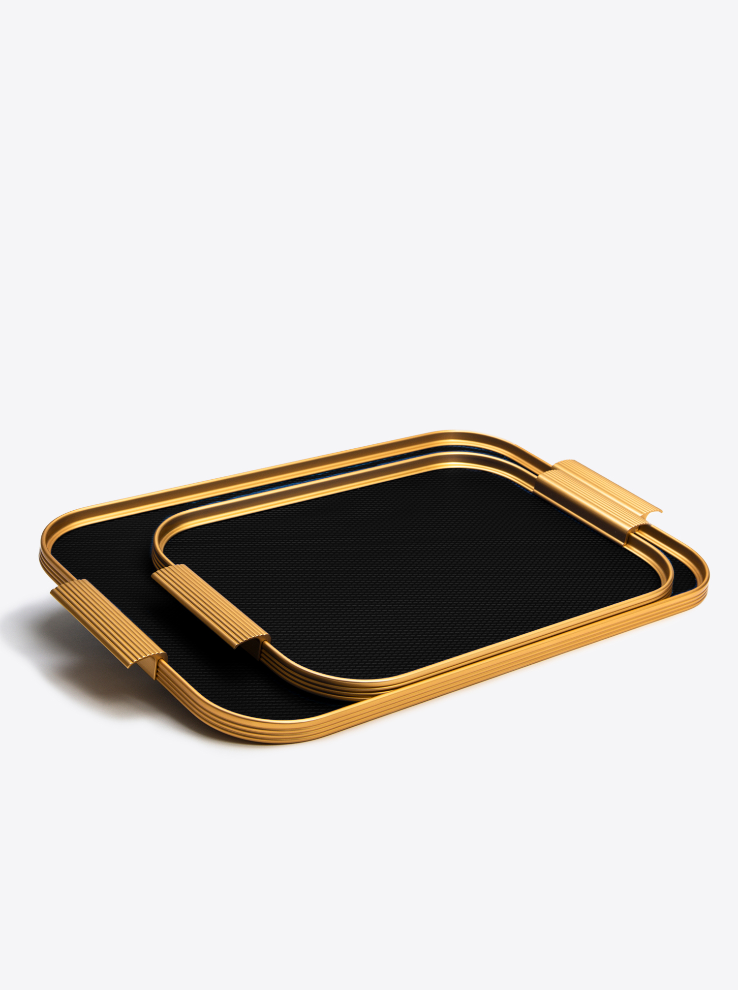 Tray Aluminium M 35 x 25,5cm in Diamond Black / Gold