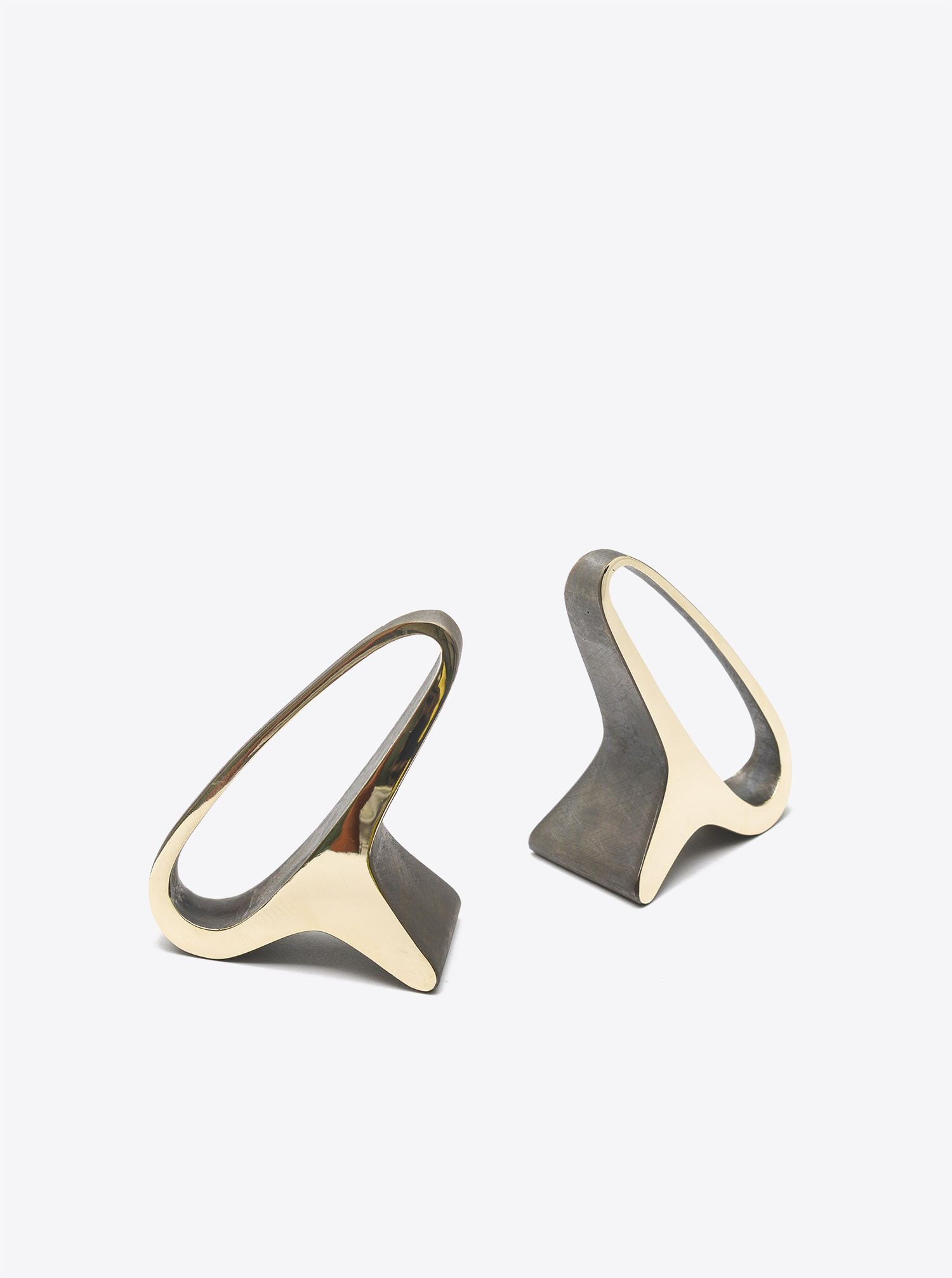 Bookend Set &quot;Earlobe&quot; Full Brass