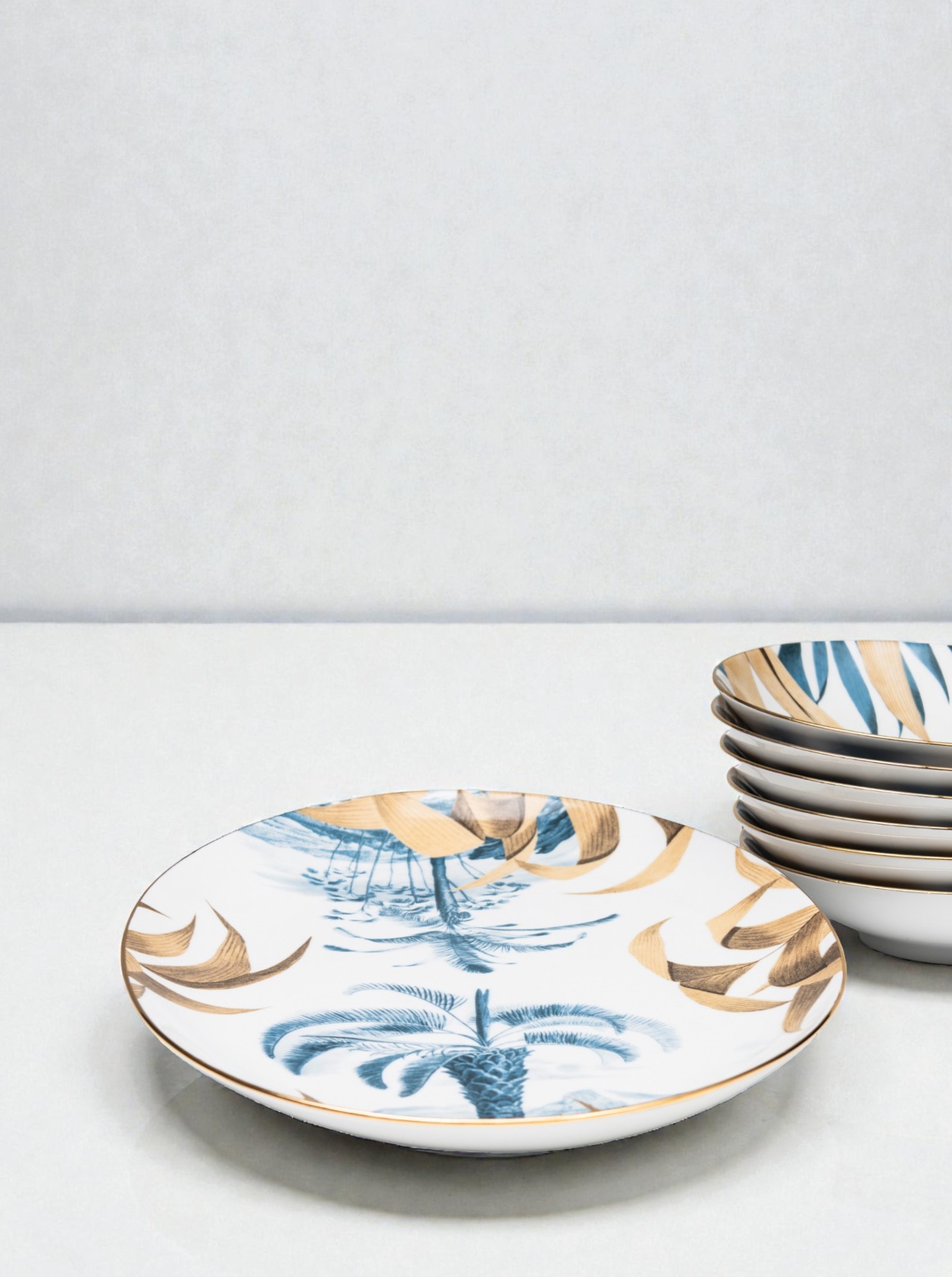 Oval Plate "Las Palmas" bluegreen &amp; gold L38