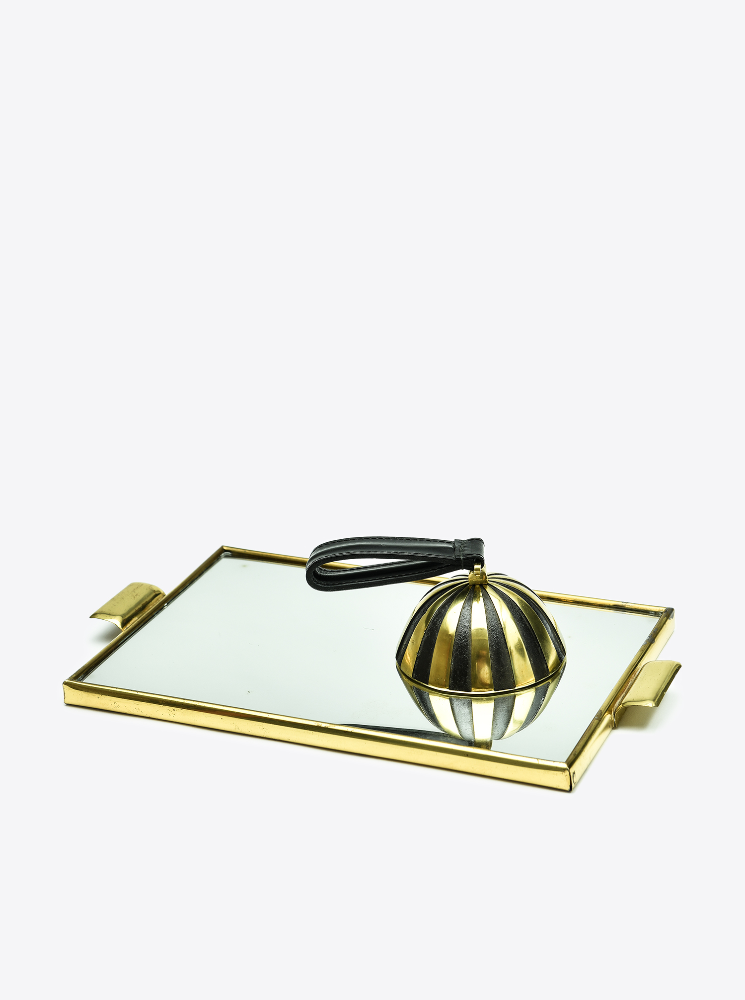 Table Bell &quot;Zebra&quot; Brass patinated and polished