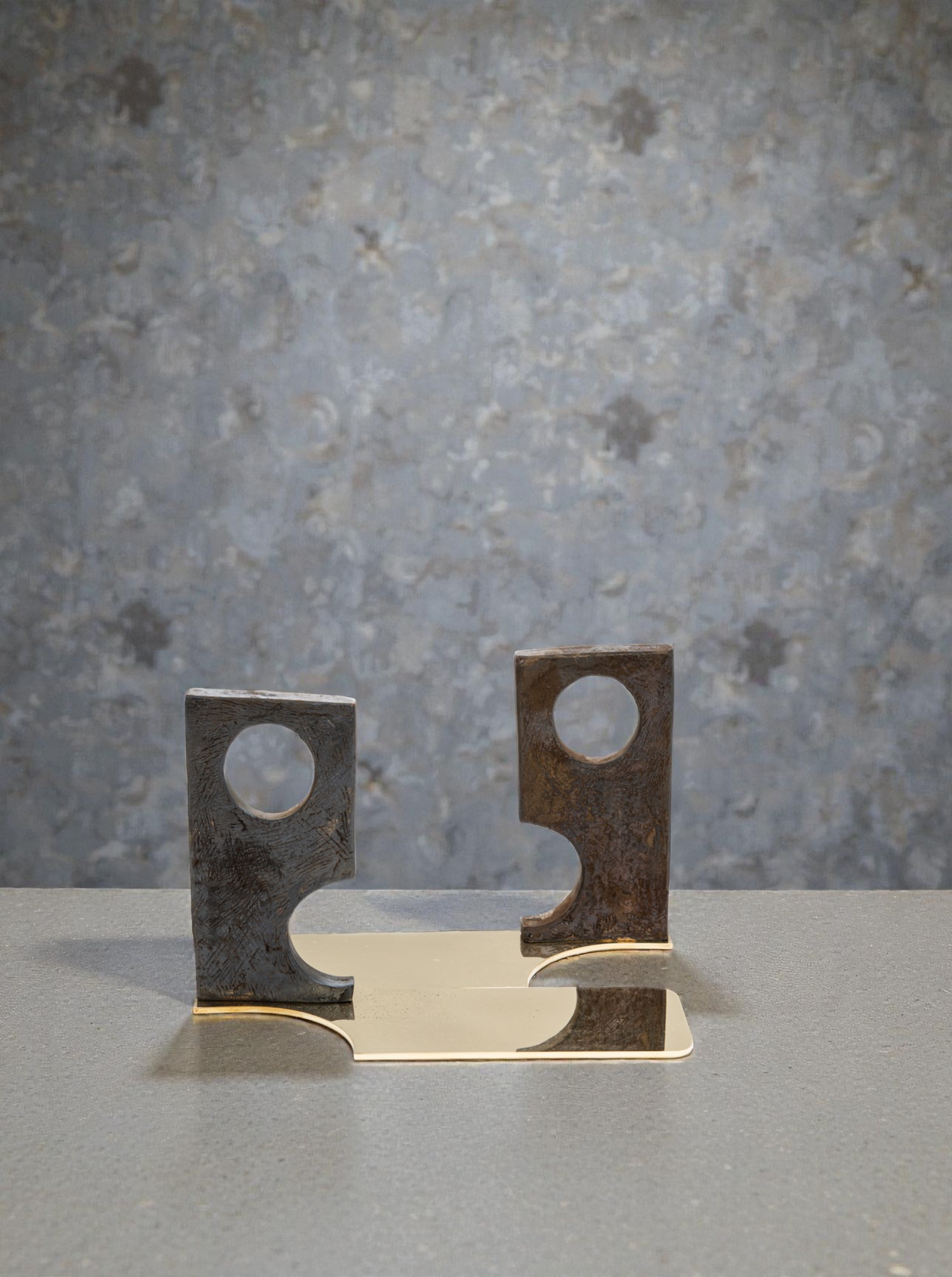 Bookend Set "Urban Legends" Brass patinated and polished