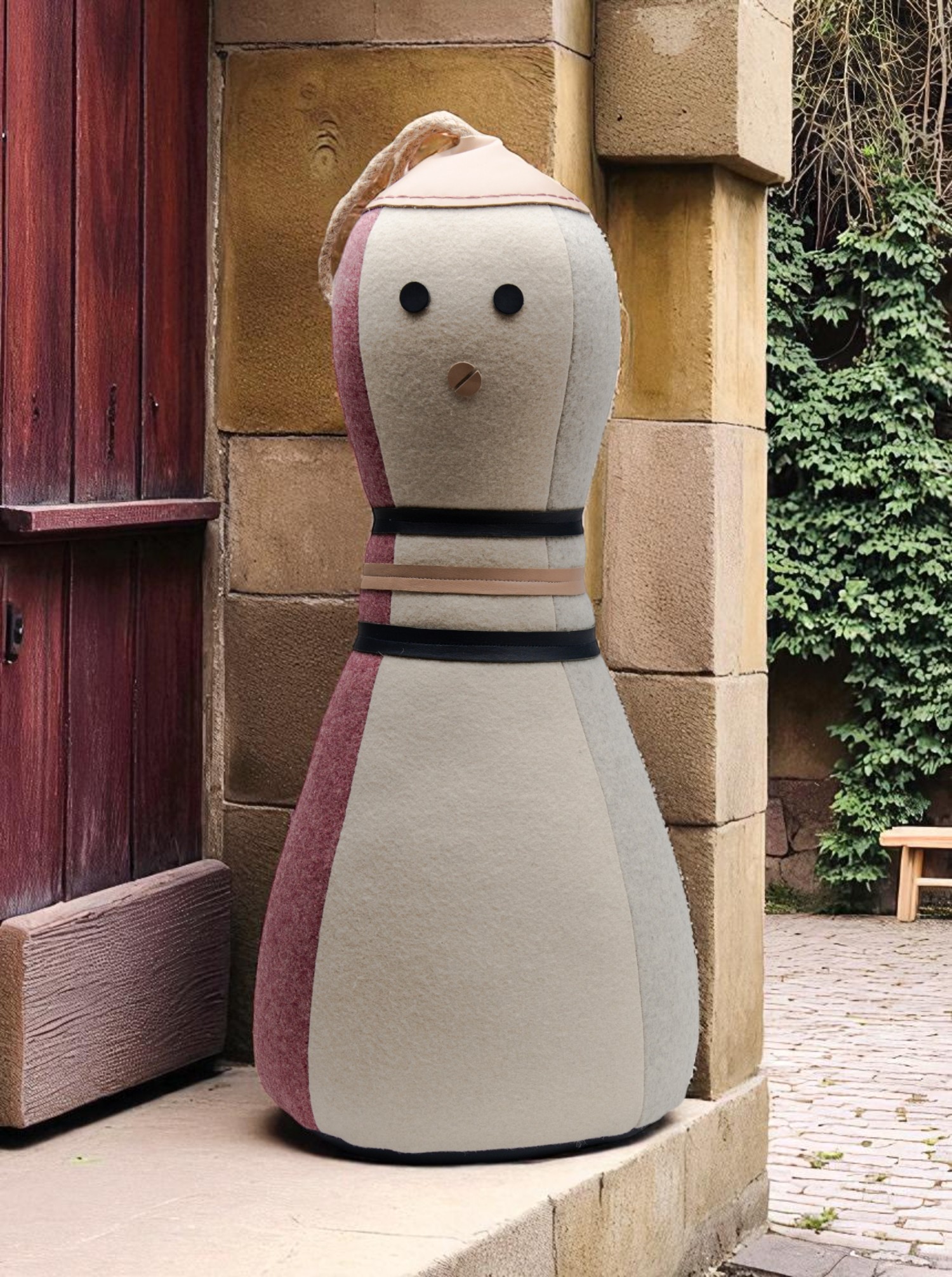 Doorstop &quot;Fridas&quot; Burel and Leather XL H 53cm