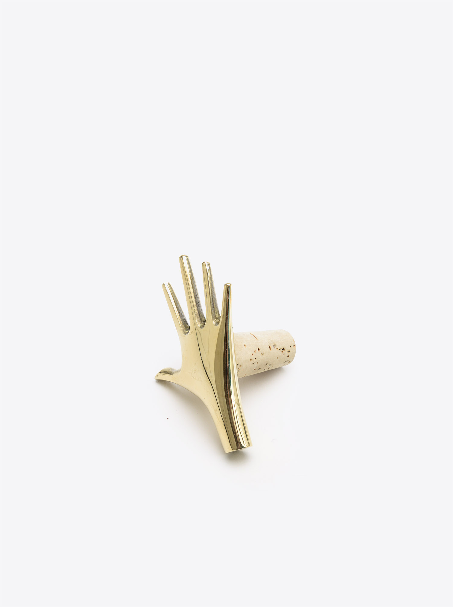 Bottle Stopper &quot;Hand low&quot; Brass polished