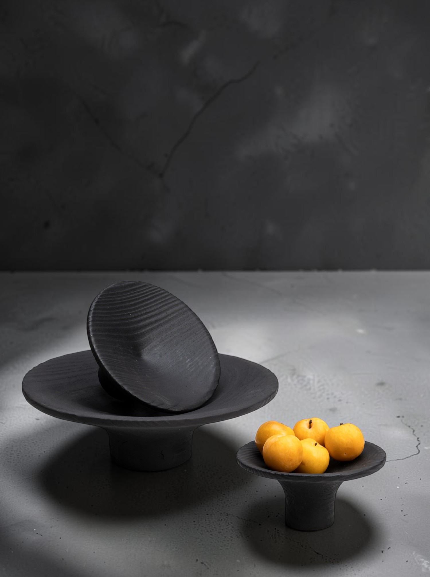 Fruit Bowl "Pyrolysis" L Pine Wood Flamed