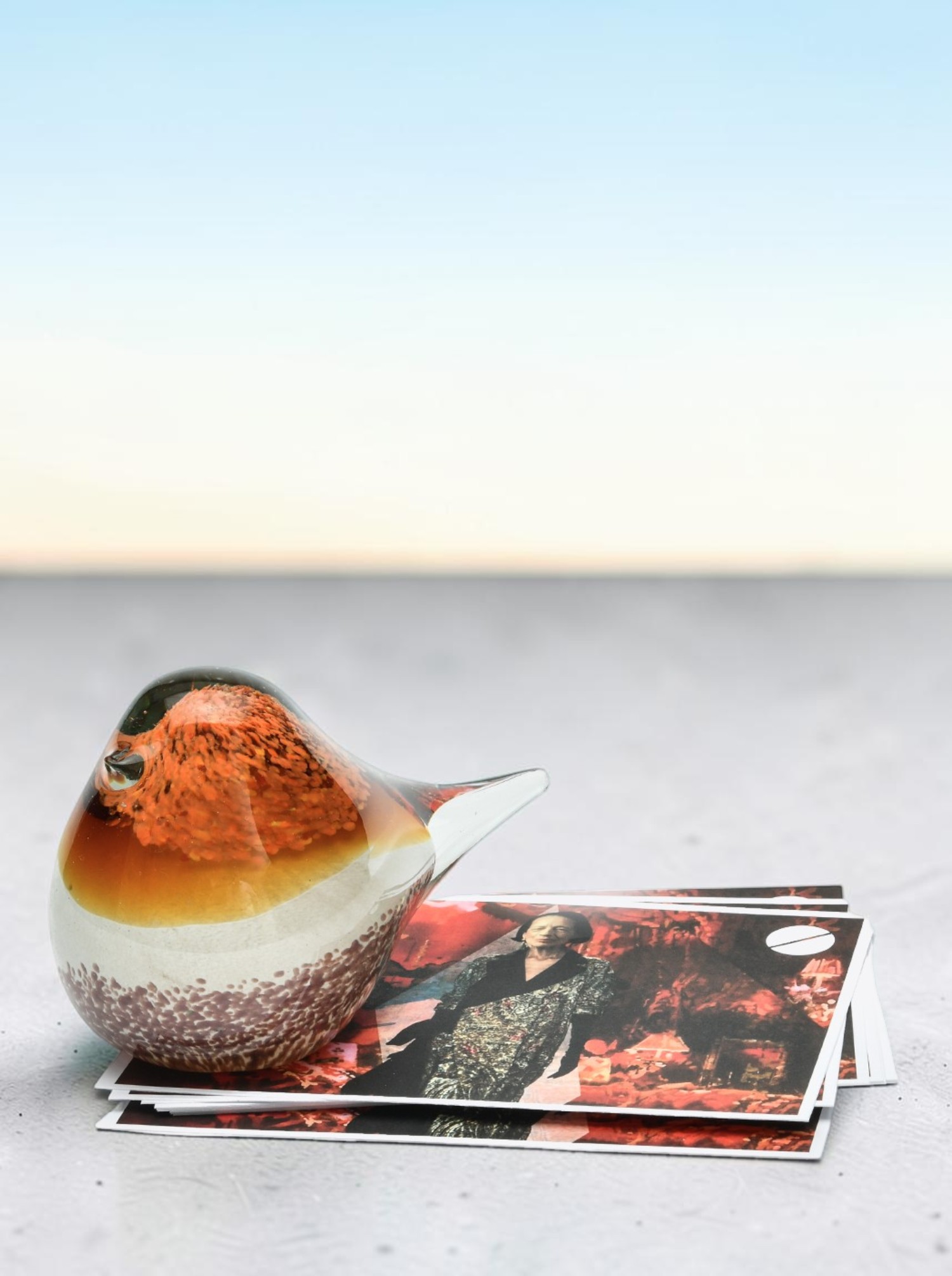 Paperweight Glass Bird „Atlas“ – Orange/Pink