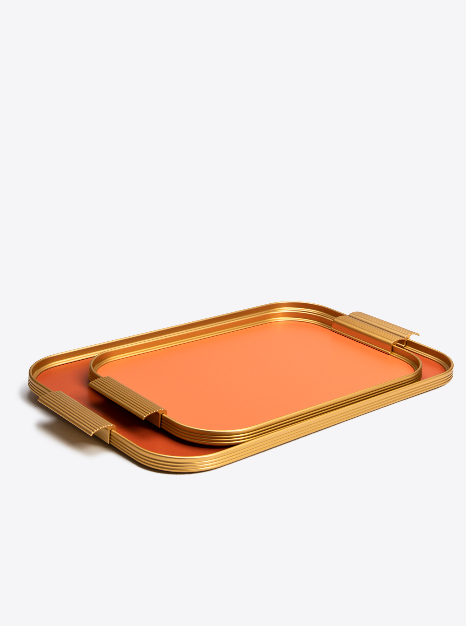 Tray Aluminium L 46 x 30cm in Burnt Orange / Gold