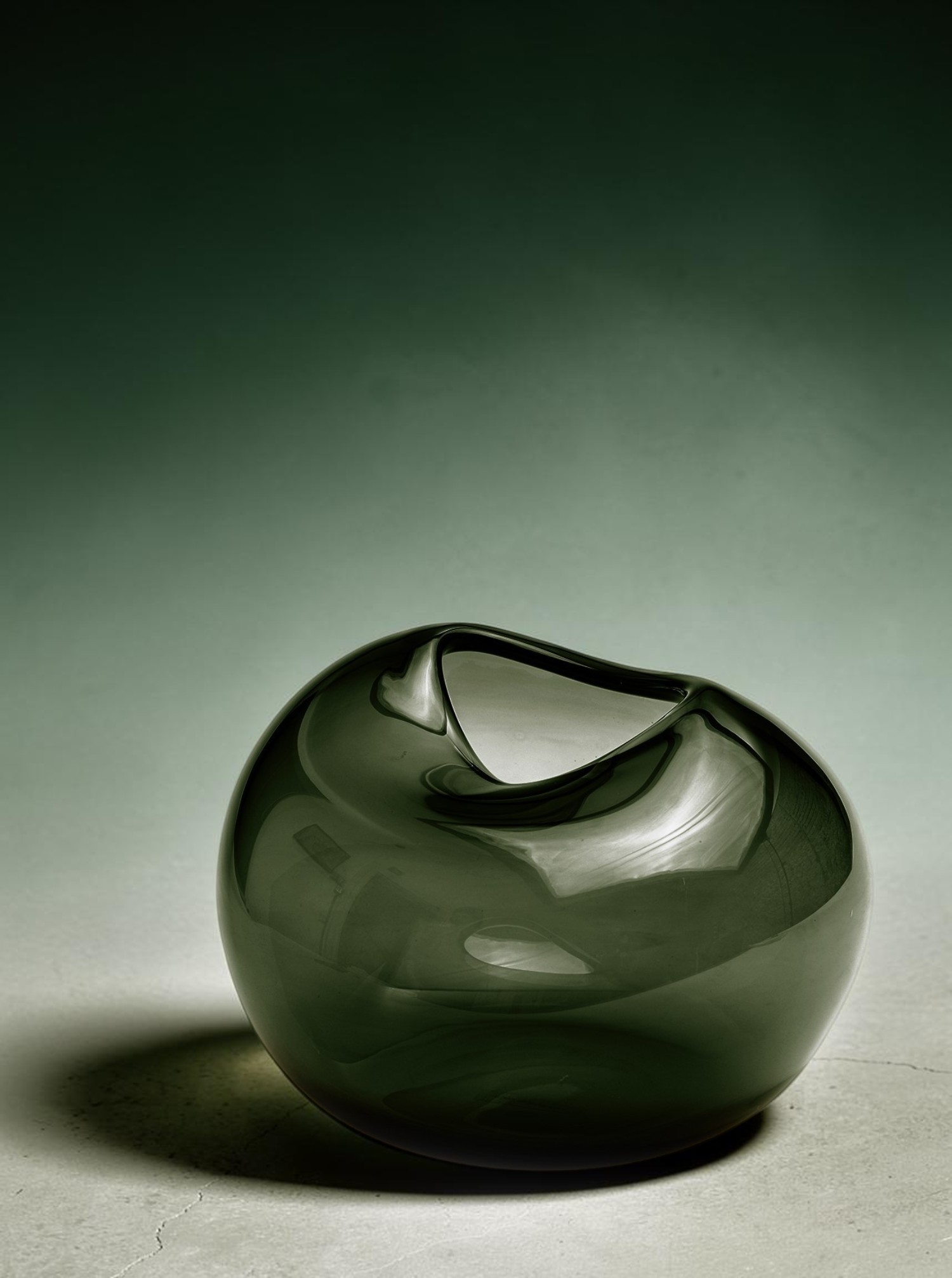 Vase "Pebble Vase" L Glas dunkelgrau grün