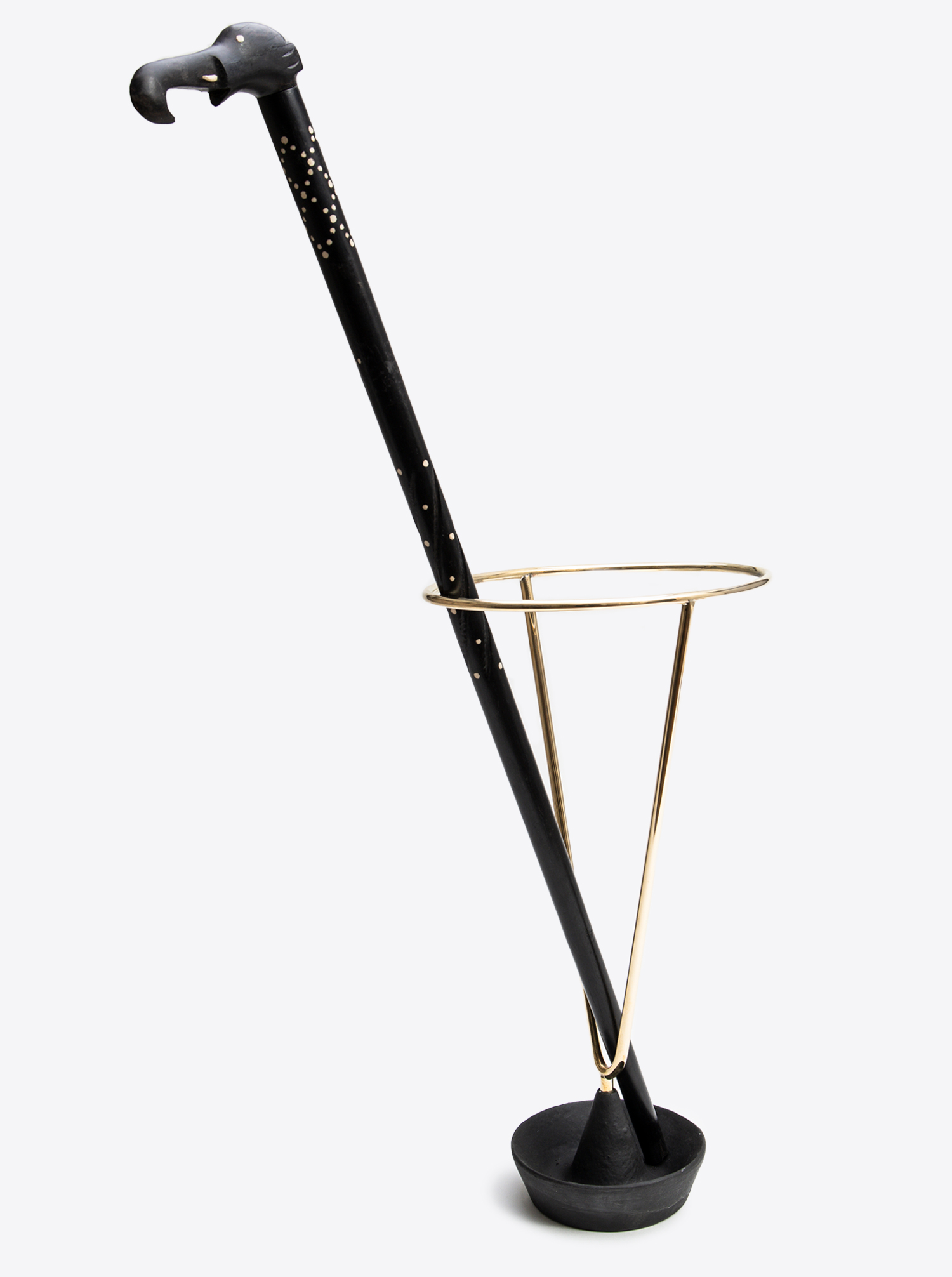 Umbrella stand polished brass base colored black