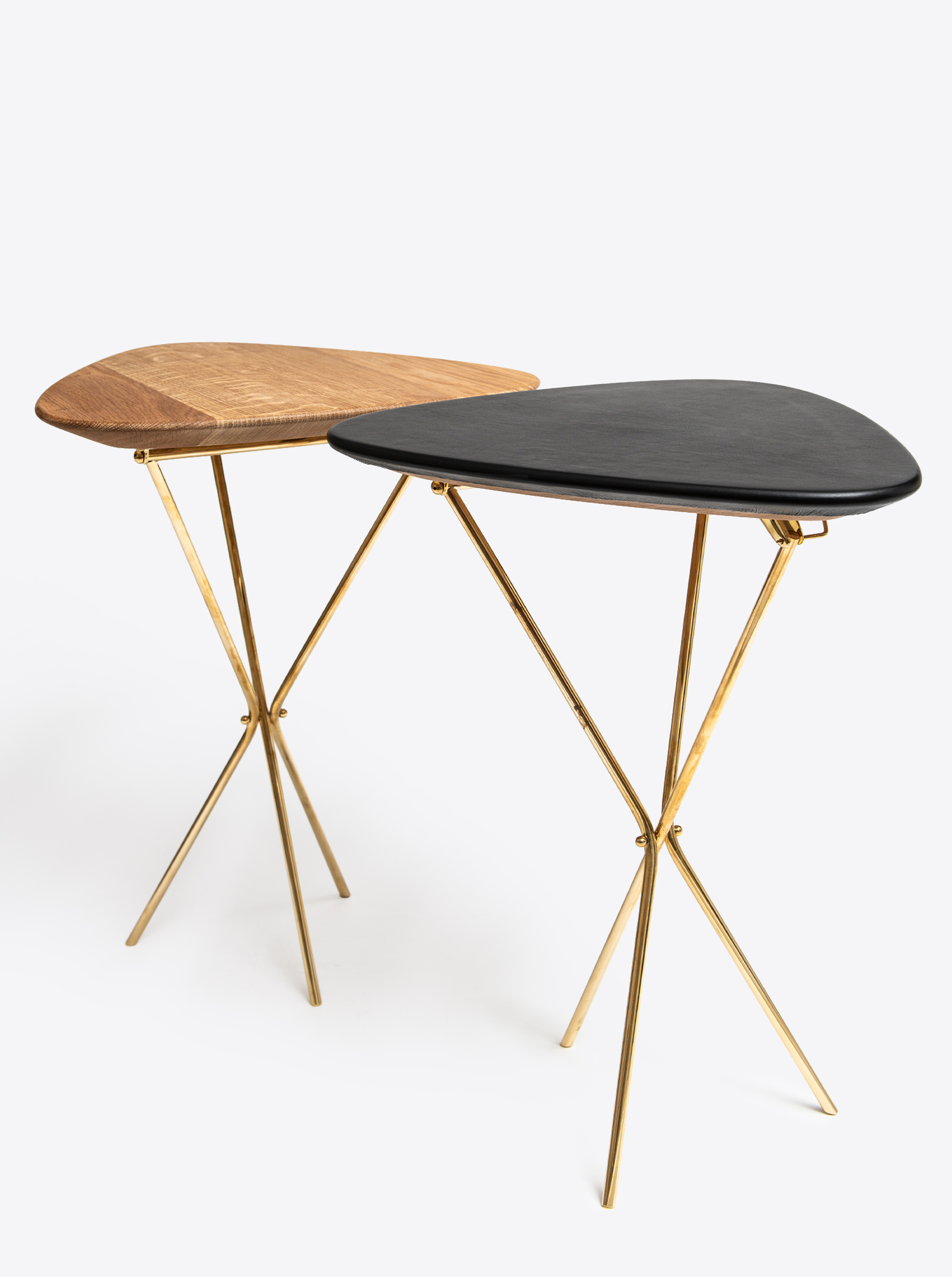 Tribod Table Oak and Brass