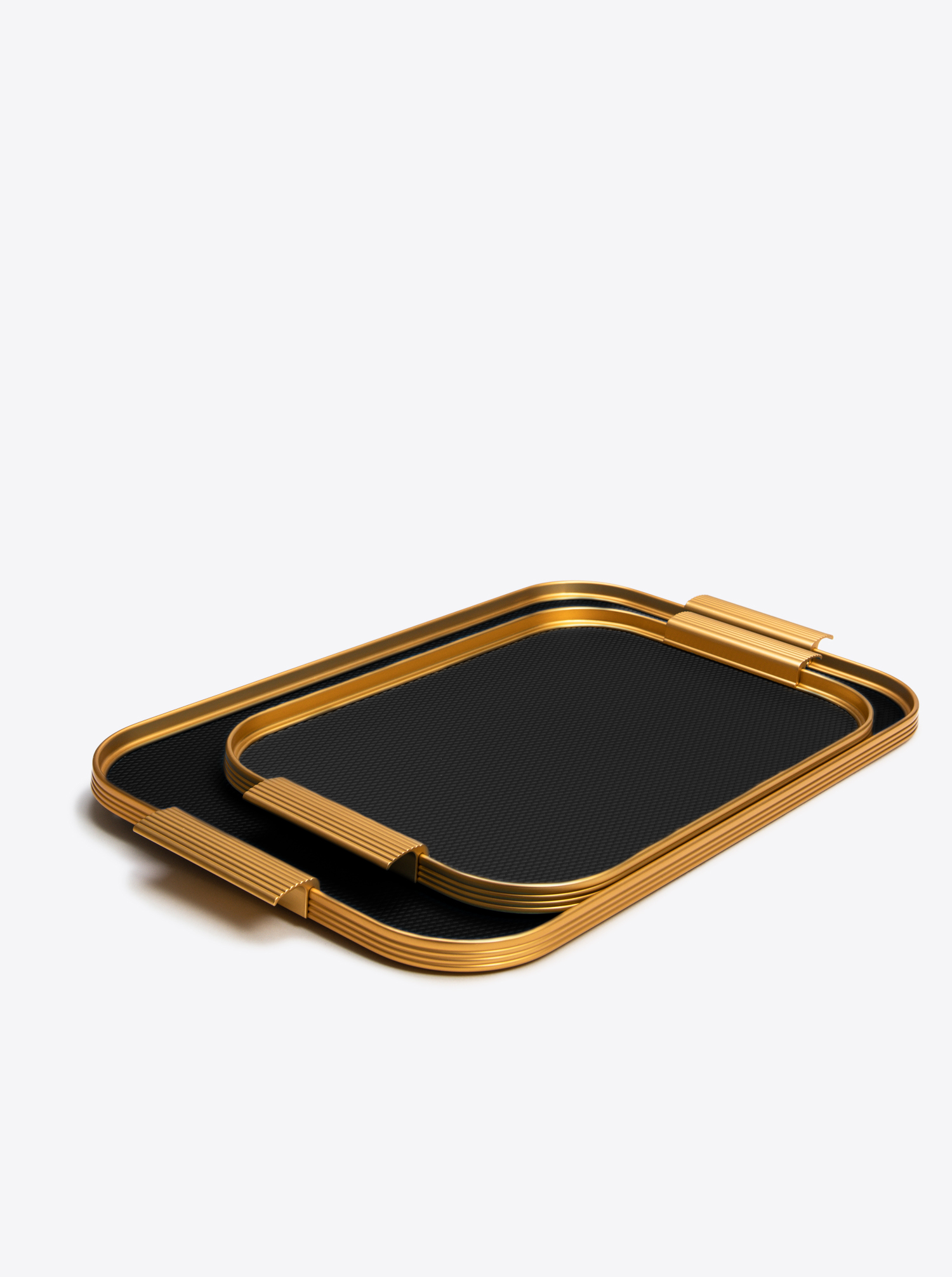 Tray Aluminium L 46 x 30cm in Diamond Black / Gold