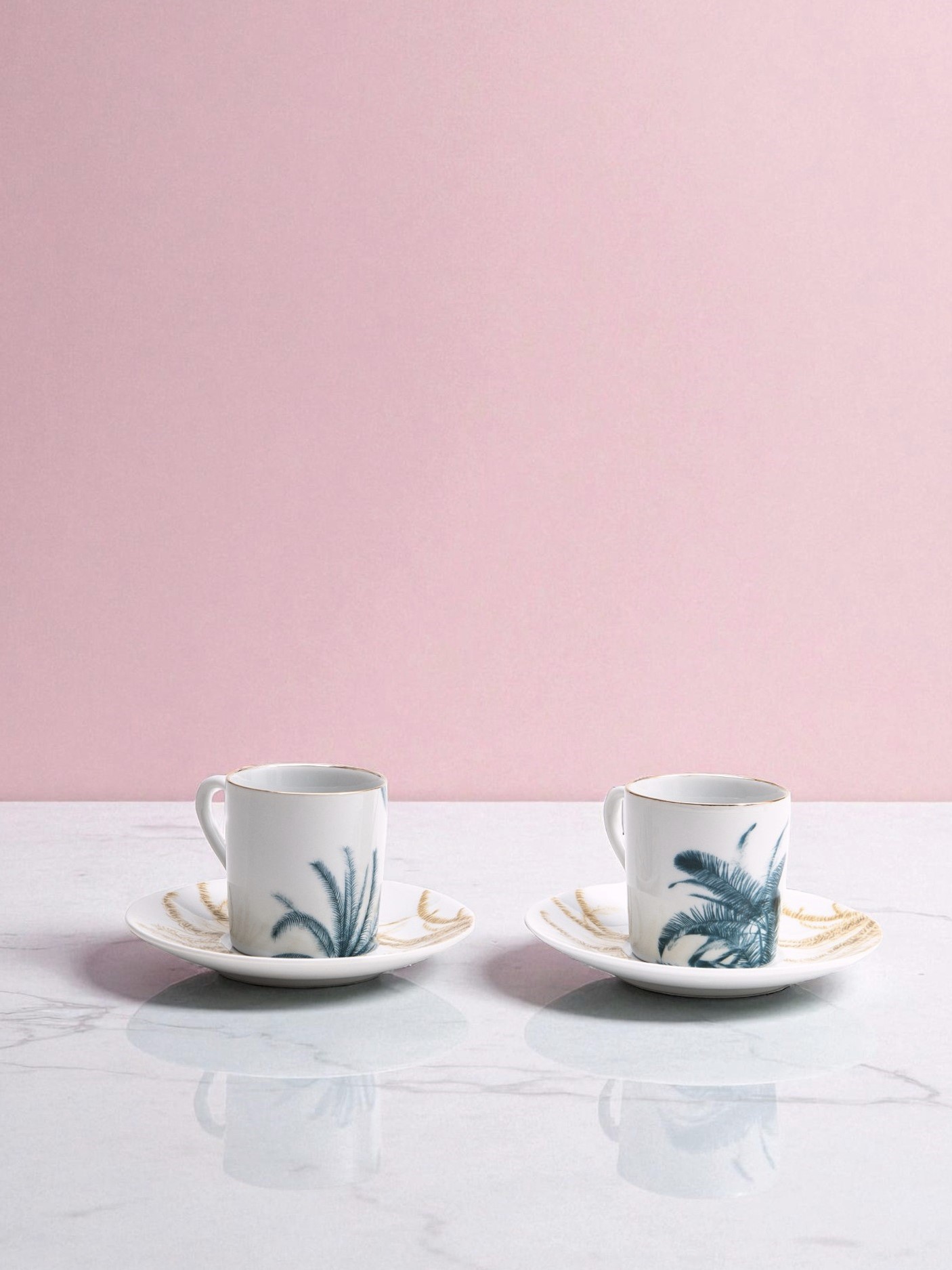 Espresso Set A &quot;Las Palmas&quot; blaugrün + Sepia 2-teilig