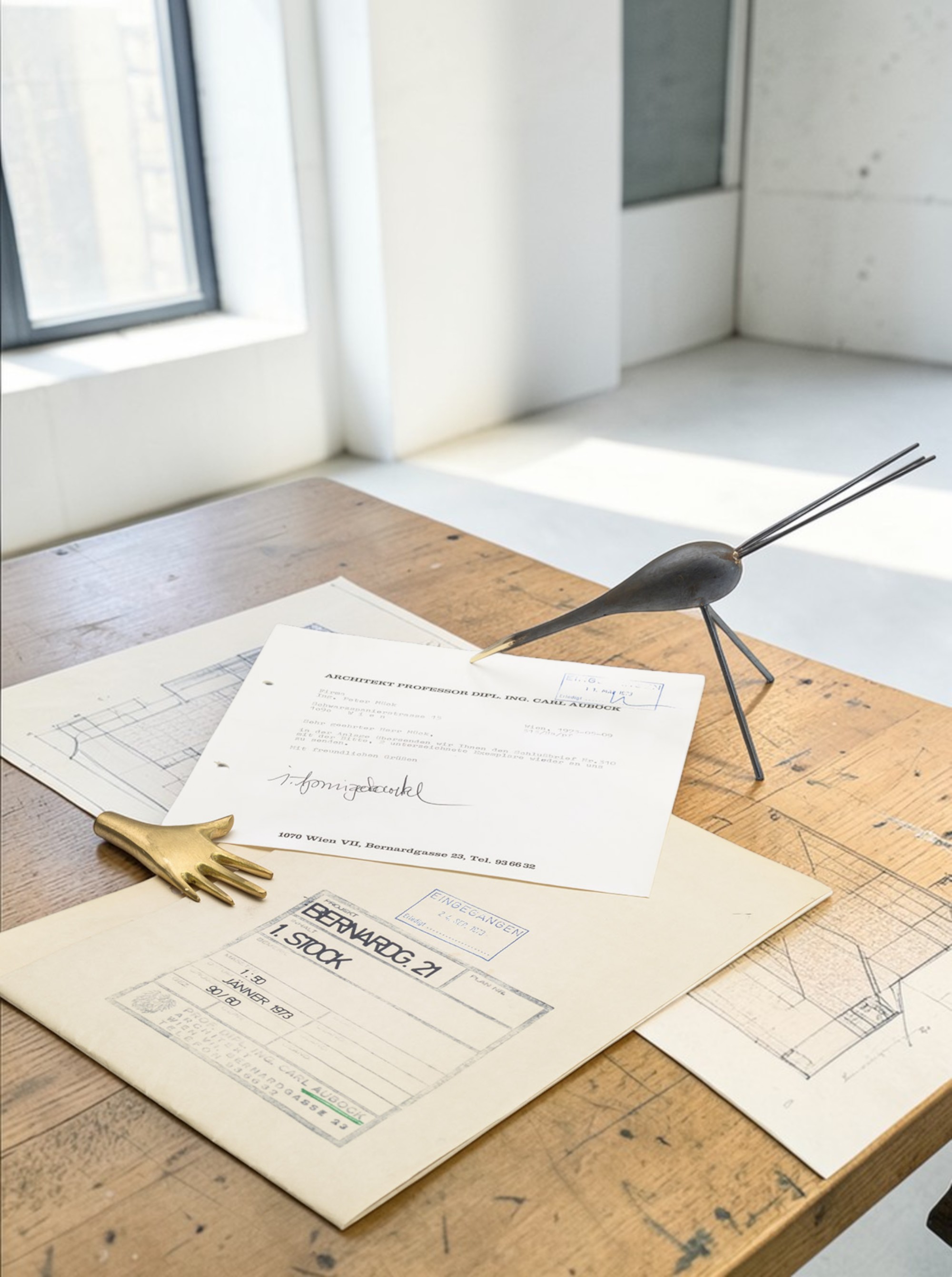 Sculpture "Bird" Brass patinated