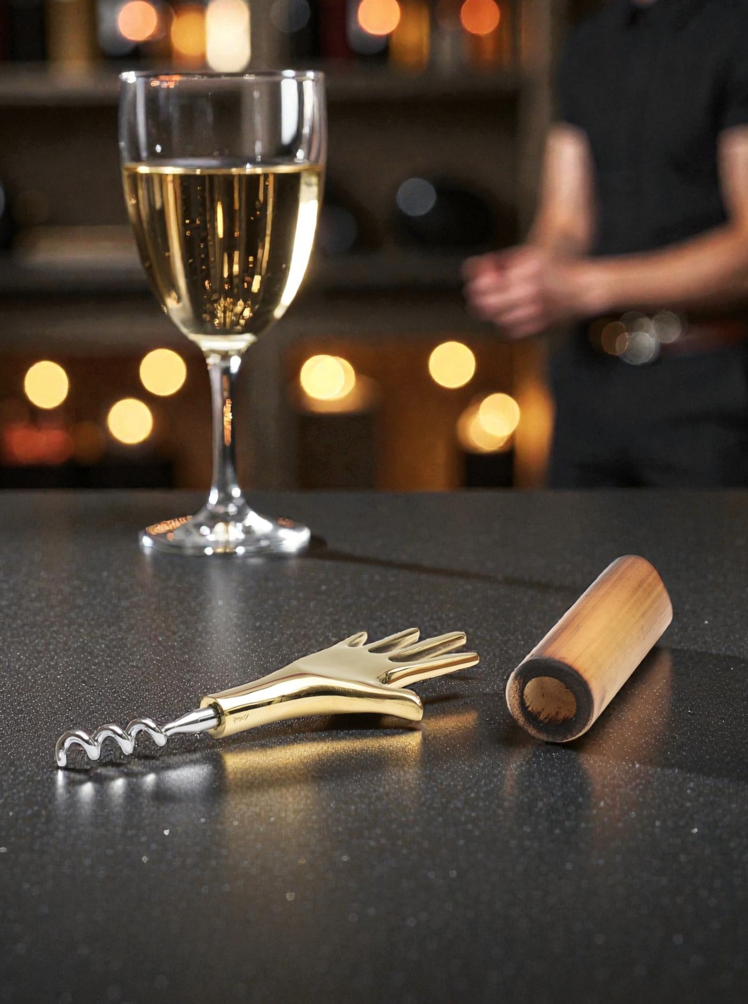 Korkenzieher "Hand" Messing poliert