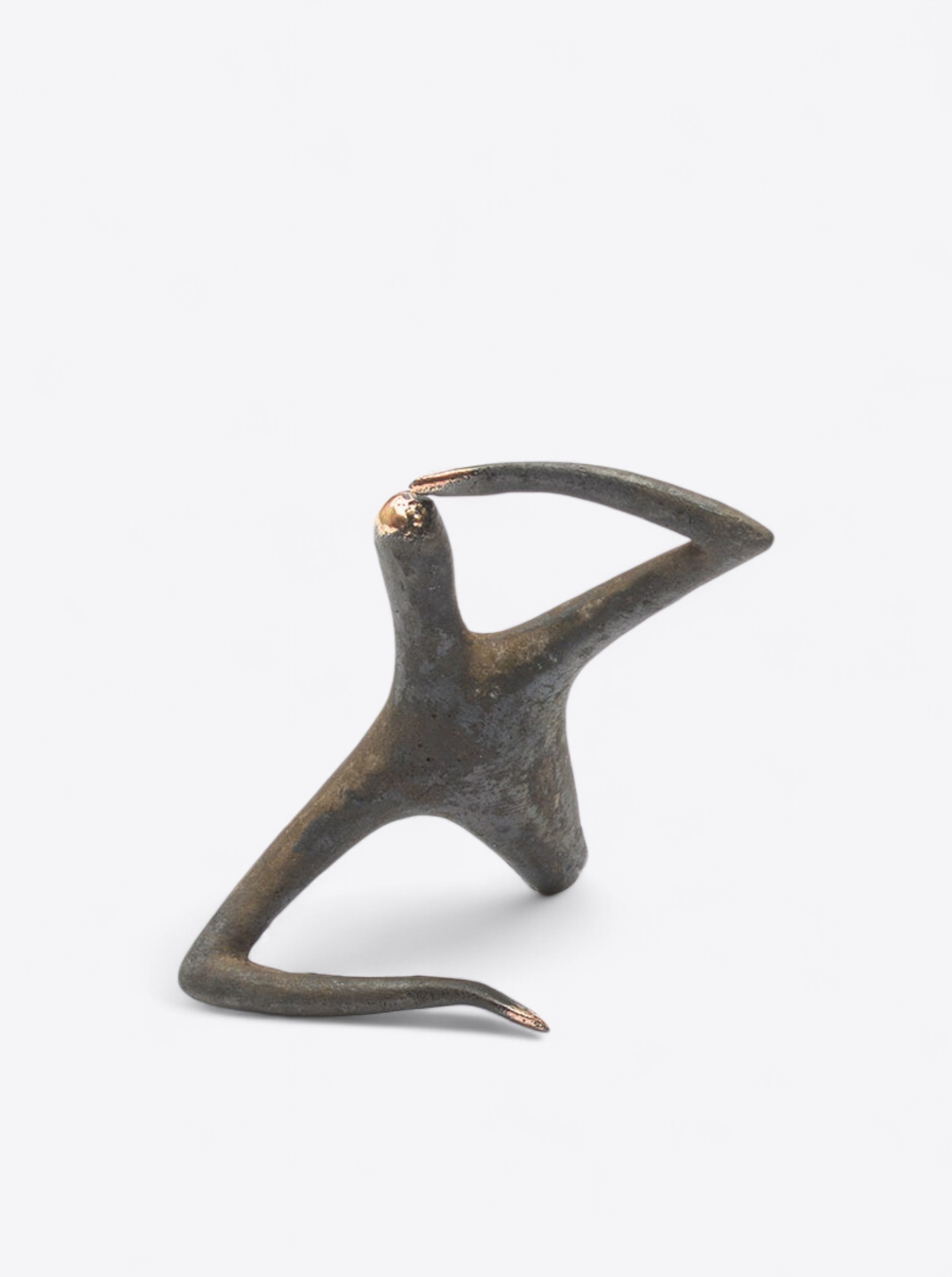Sculpture &quot;Optimist Pessimist&quot; Brass patinated