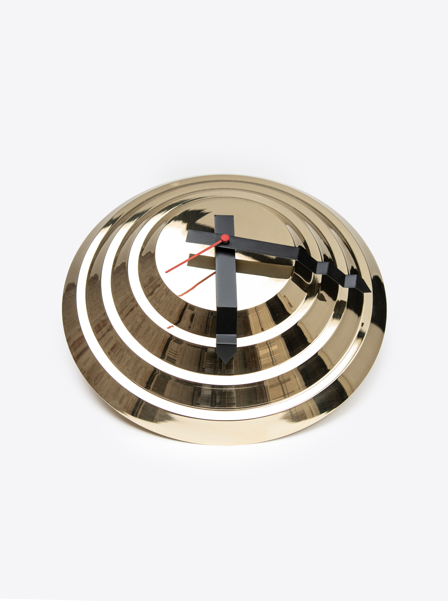 Wall Clock &quot;Stufenuhr&quot; Spun Brass polished
