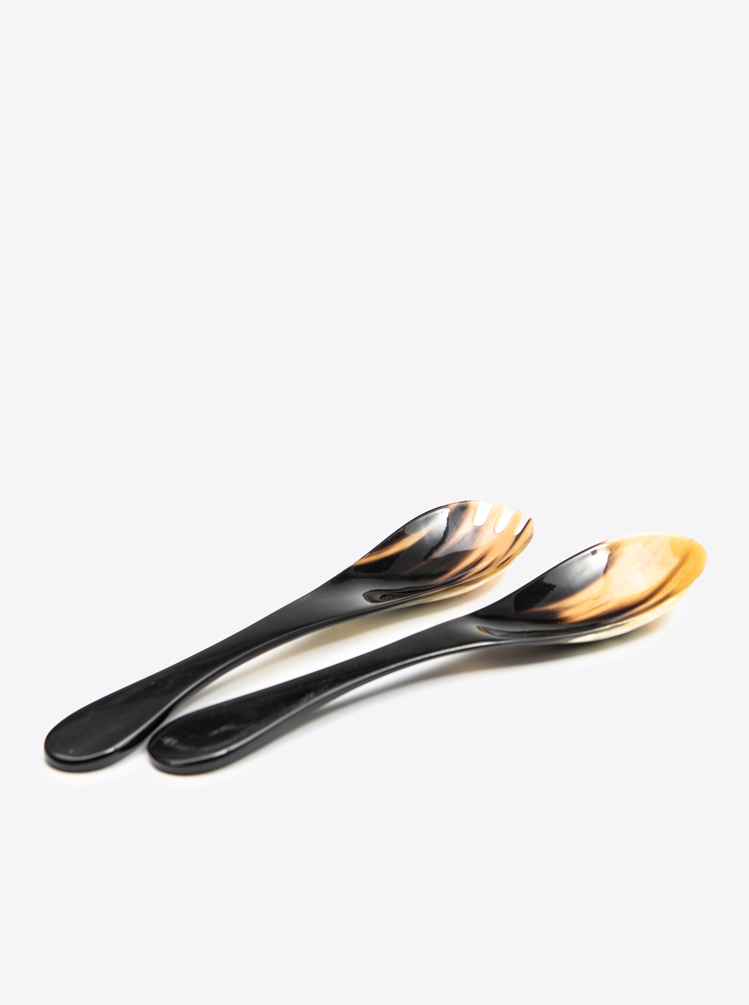 Salad Servers Set Horn dark