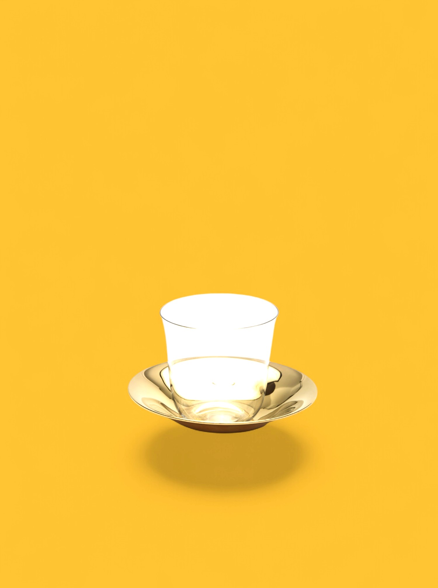 Mocca Glass Set "Lily" with plate in brass gold