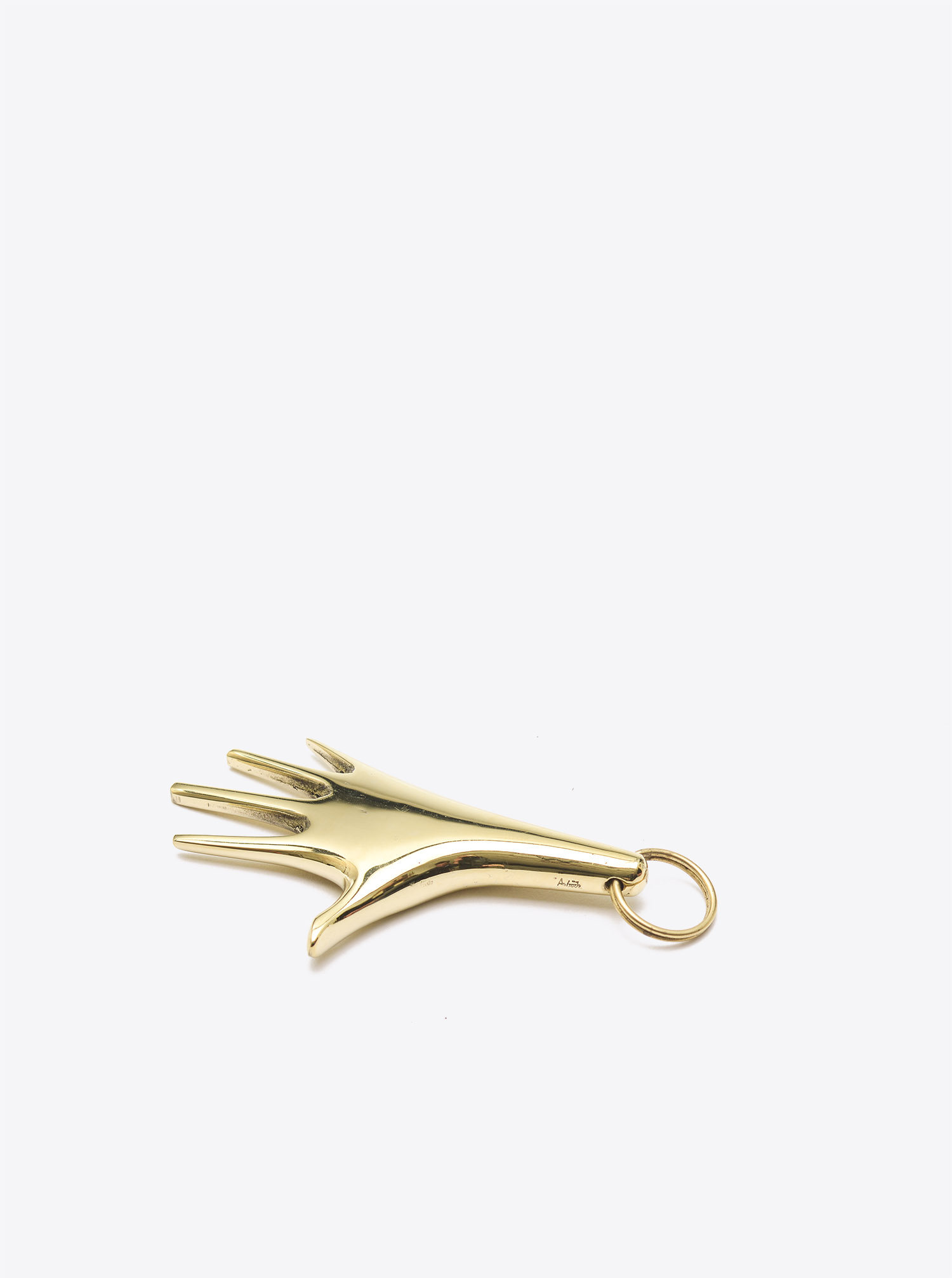 Key Chain &quot;Hand&quot; large Brass polished