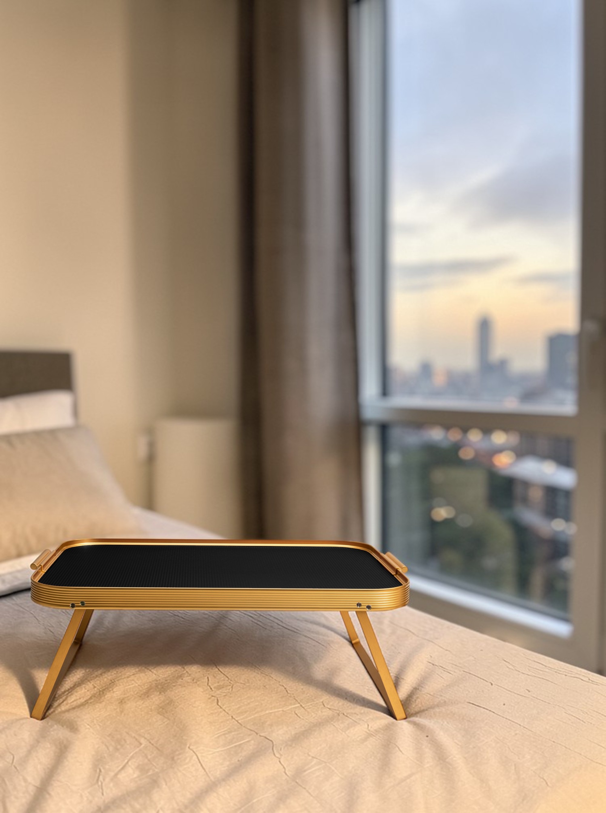 Tablett 51 x 33 cm aufklappbar / Bett Tablett "Diamond Black"