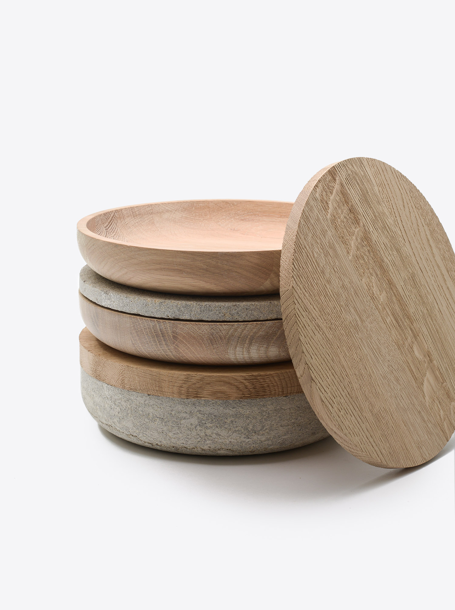 Bowl Ceramic grey D30 with lid Oak