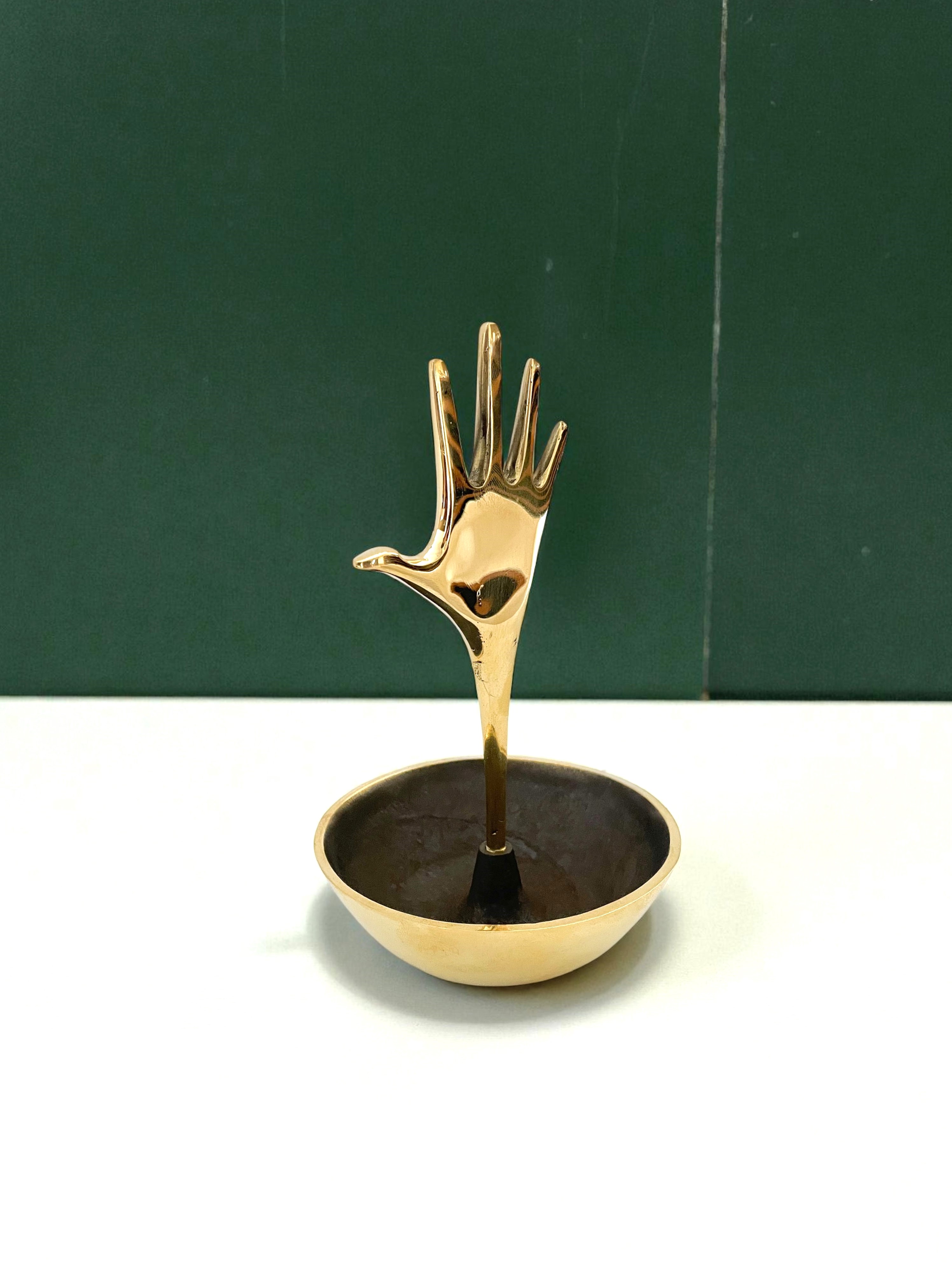 “Catch All” bowl with handle. Polished brass + patinated