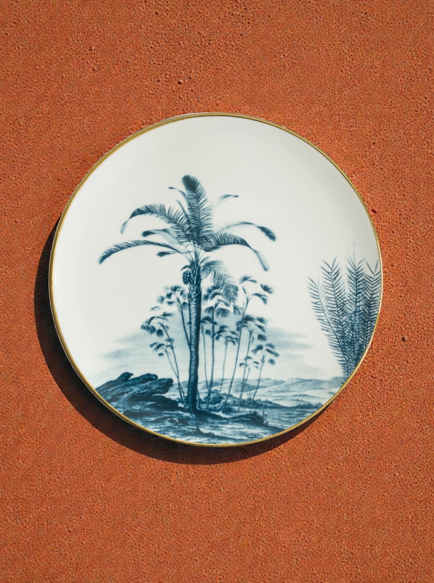 Plate Set B "Las Palmas" 2 pieces bluegreen &amp; gold D28