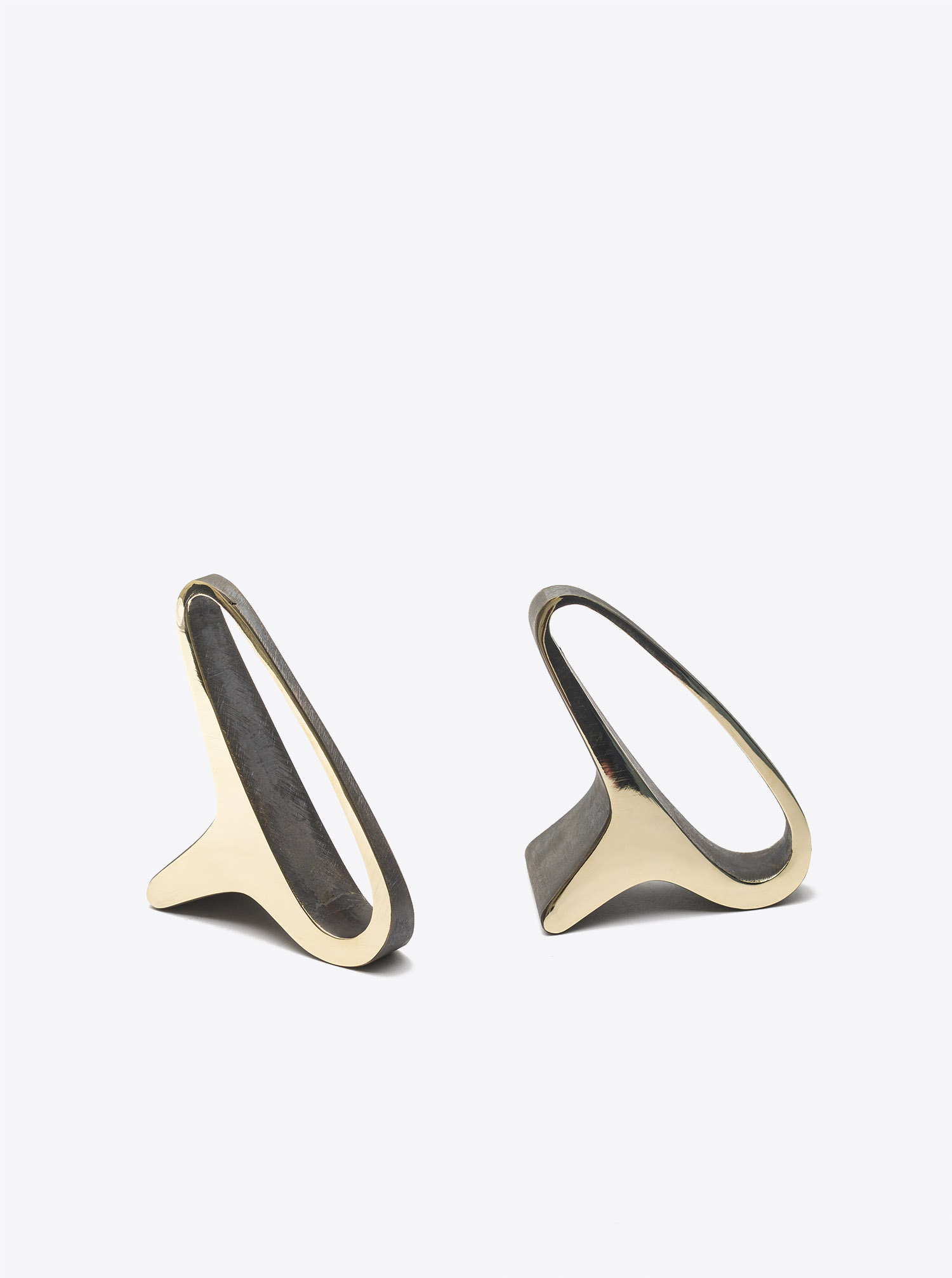 Bookend Set &quot;Earlobe&quot; Full Brass