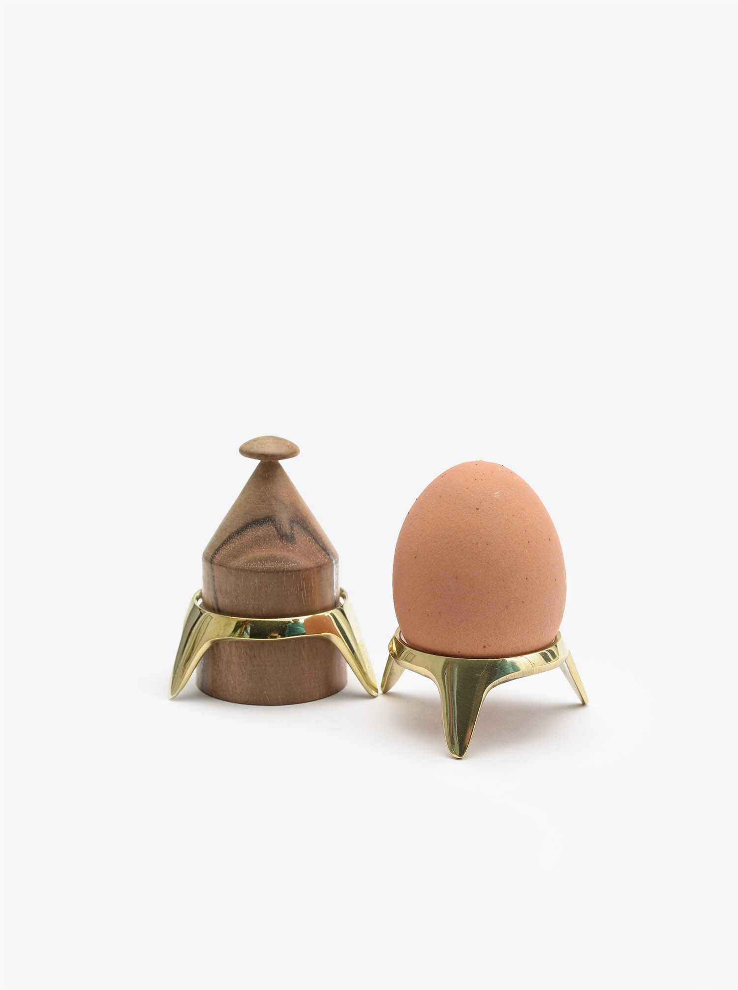 Egg Cup Set with stand Walnut Vintage