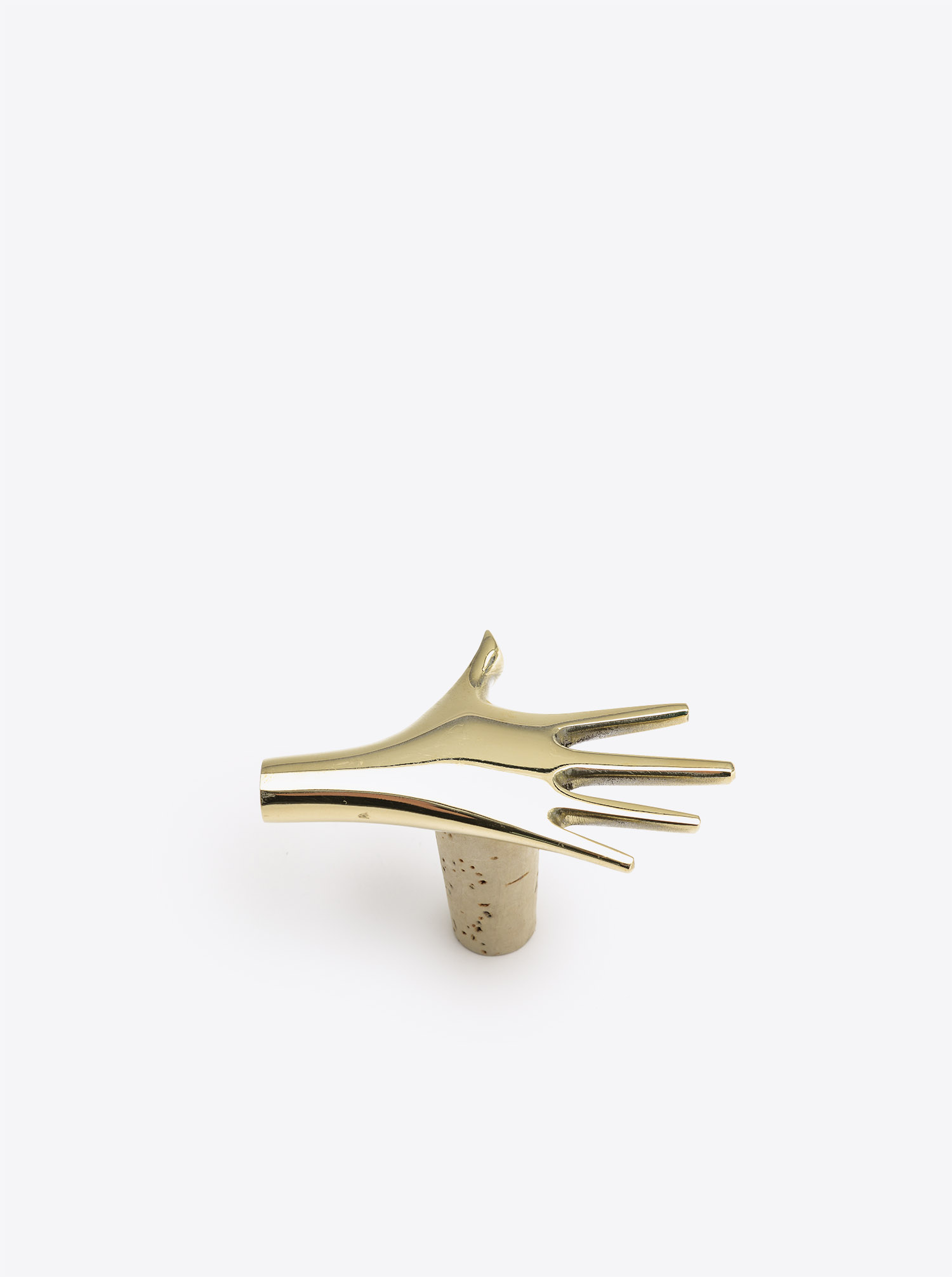 Bottle Stopper &quot;Hand low&quot; Brass polished