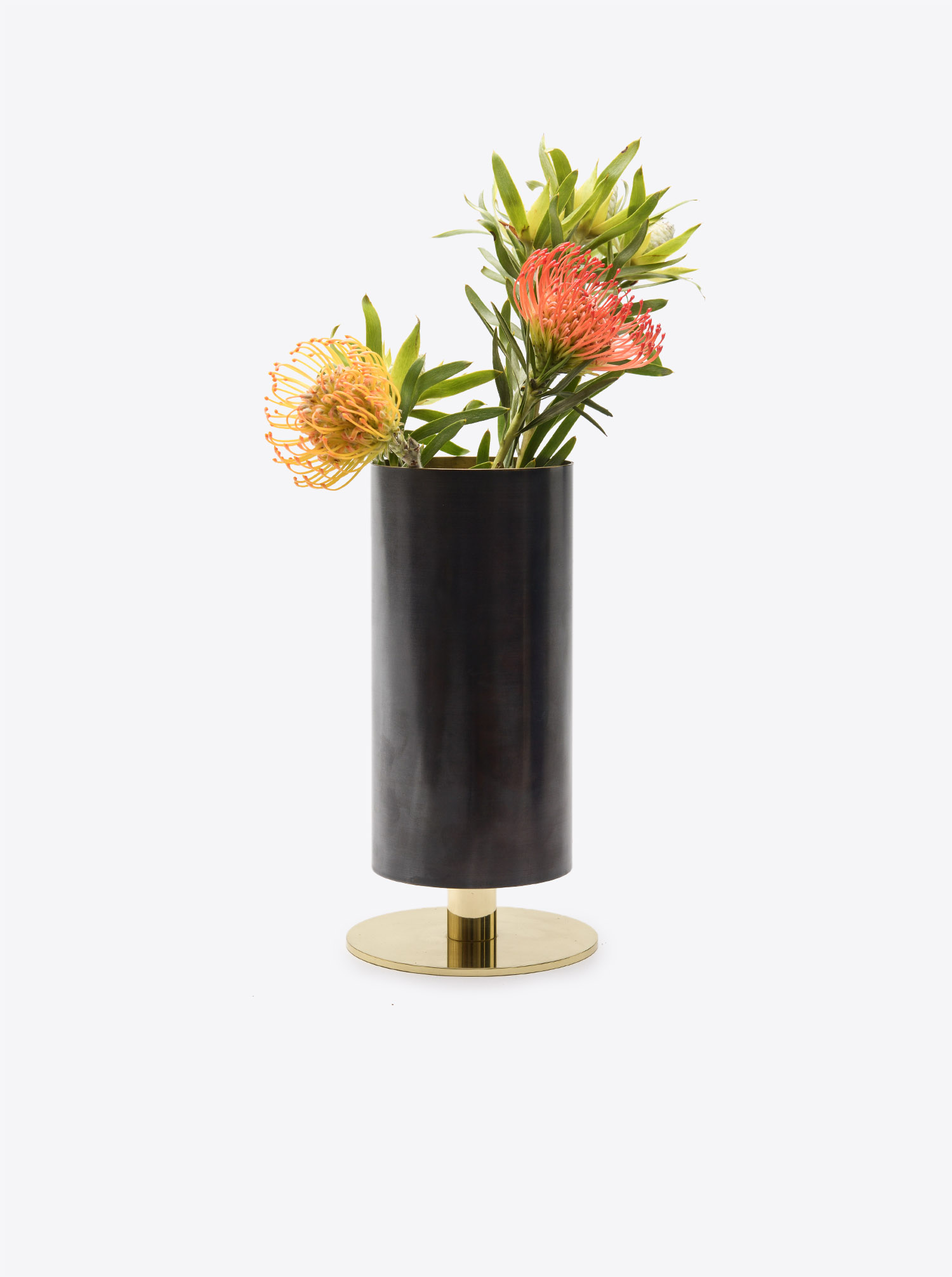 Vase on Pedestal M Brass patinated and polished