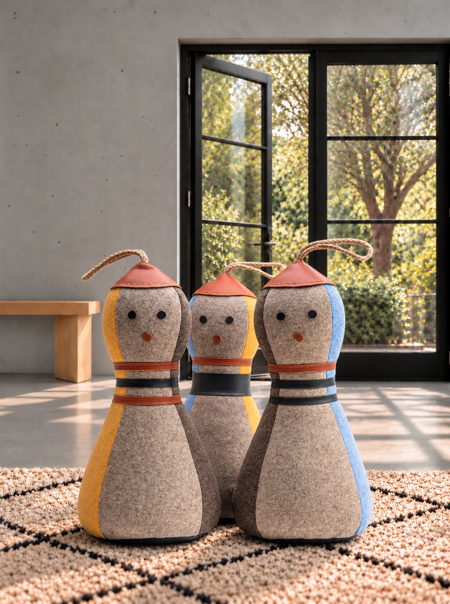 Doorstop "Luis" Burel and Leather XL H 53cm