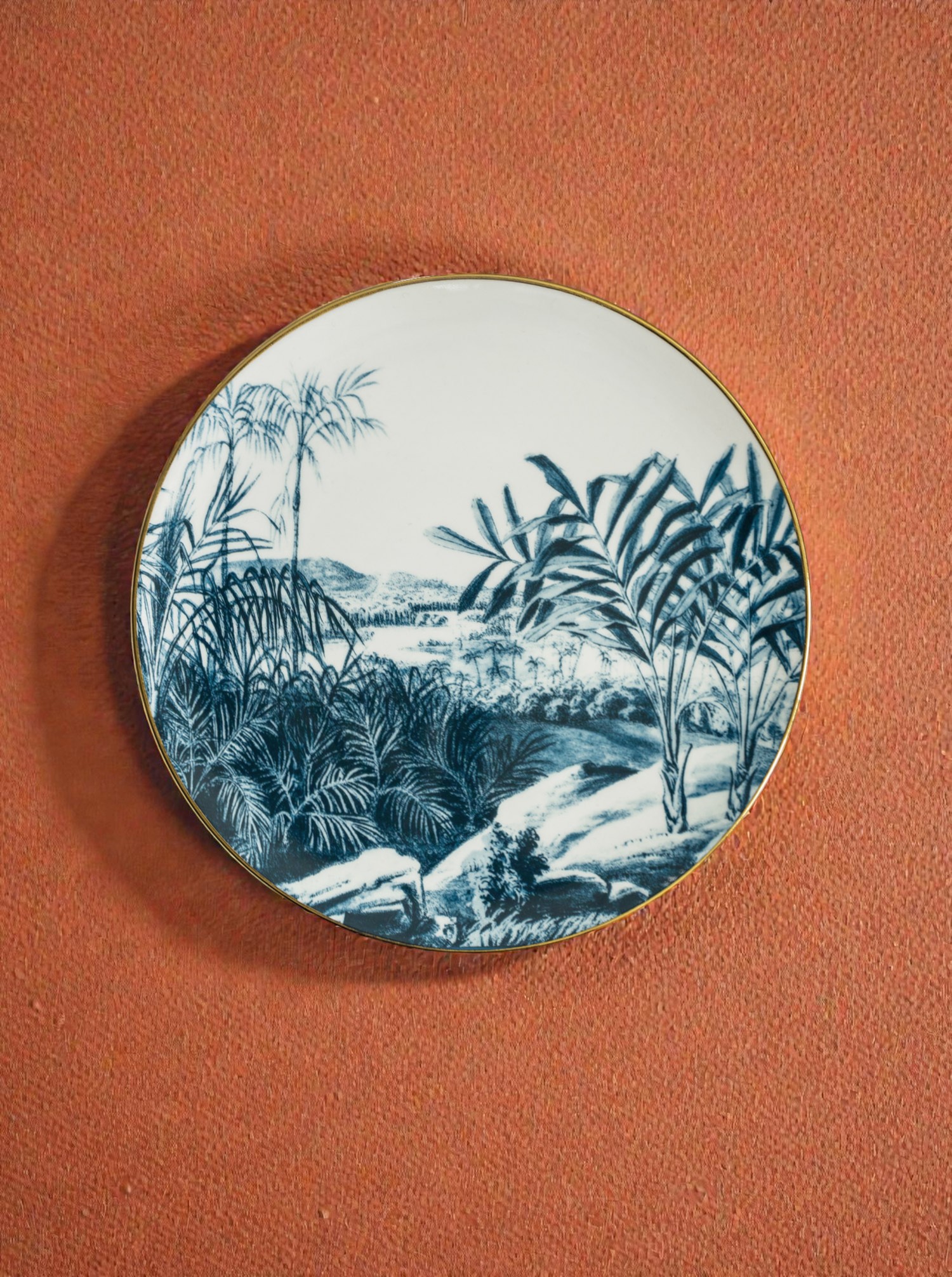 Plate Set B "Las Palmas" 2 pieces bluegreen &amp; gold D28