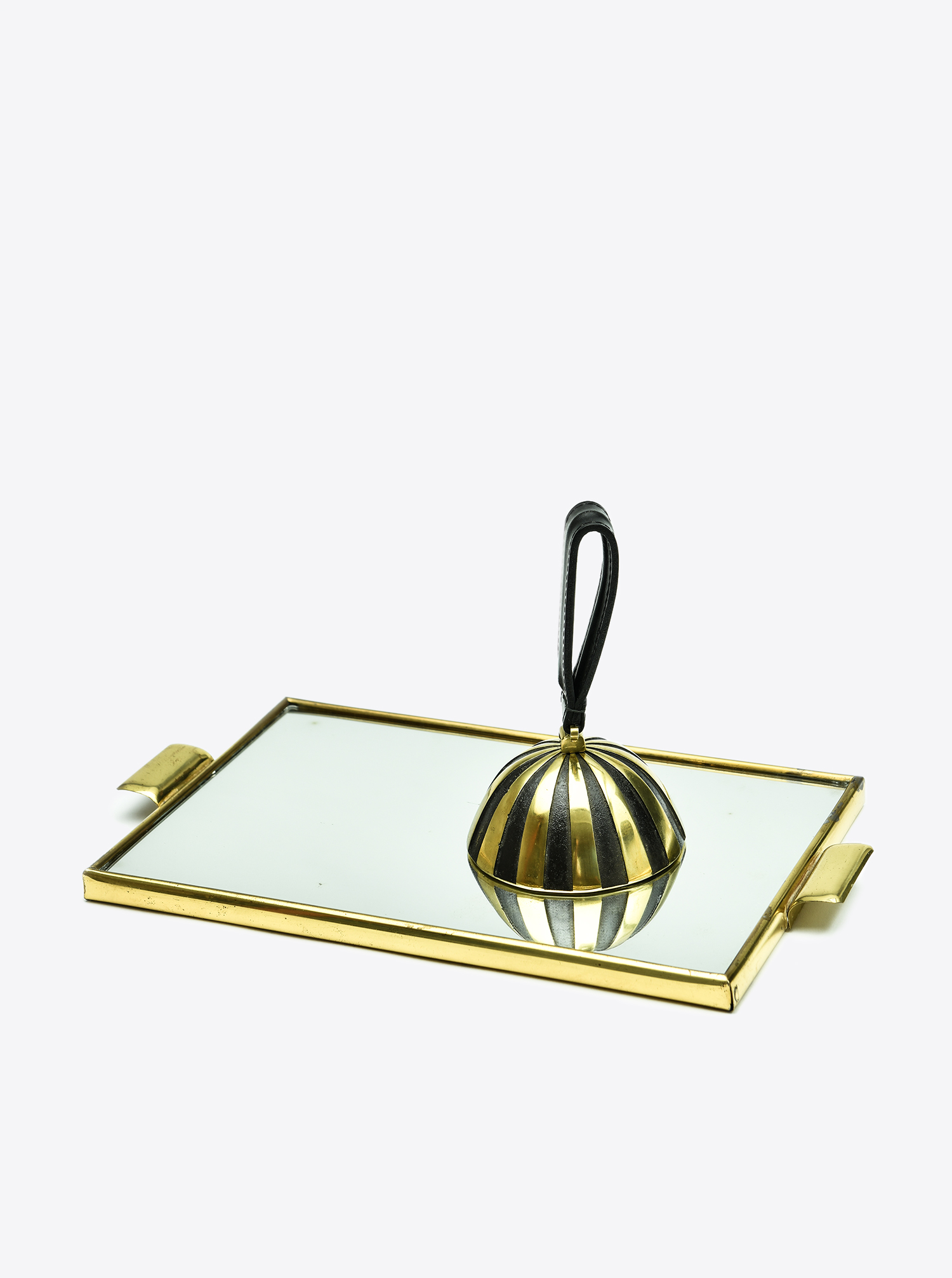 Table Bell &quot;Zebra&quot; Brass patinated and polished