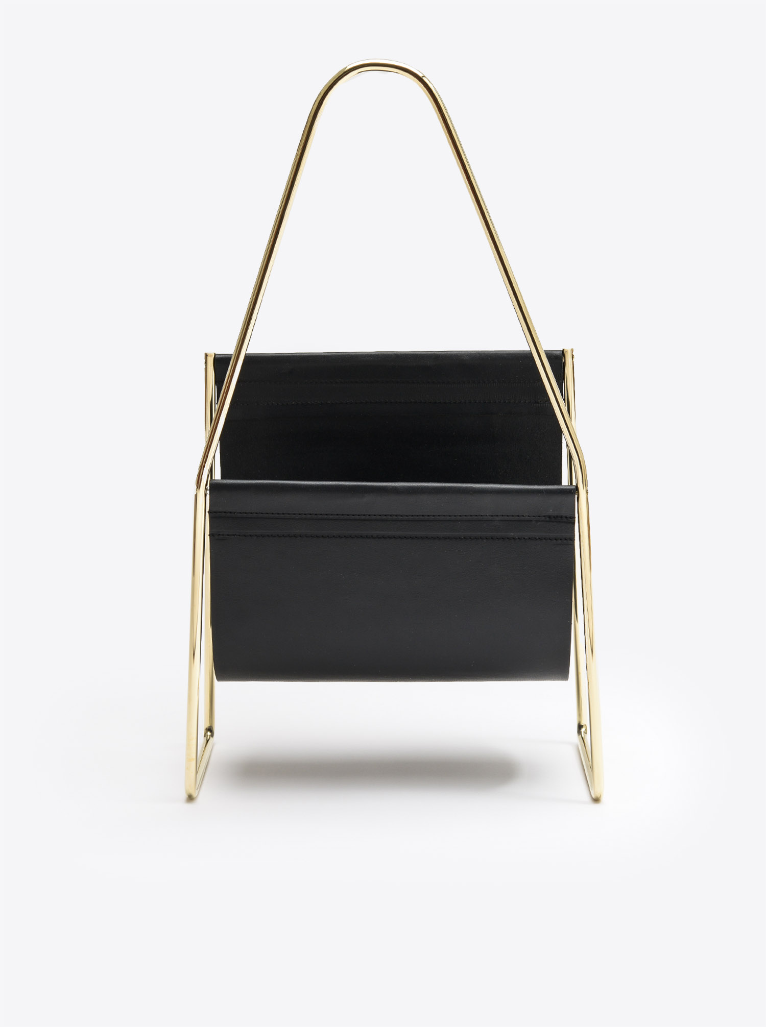 Modernist magazine rack 3808in black. Design Carl Auböck 1949