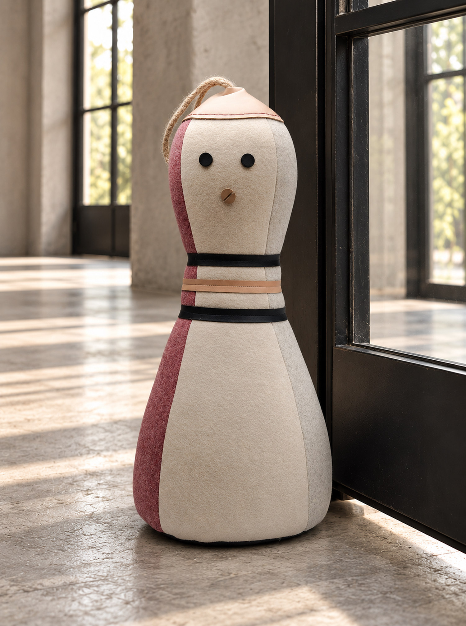 Doorstop "Fridas" Burel and Leather XL H 53cm