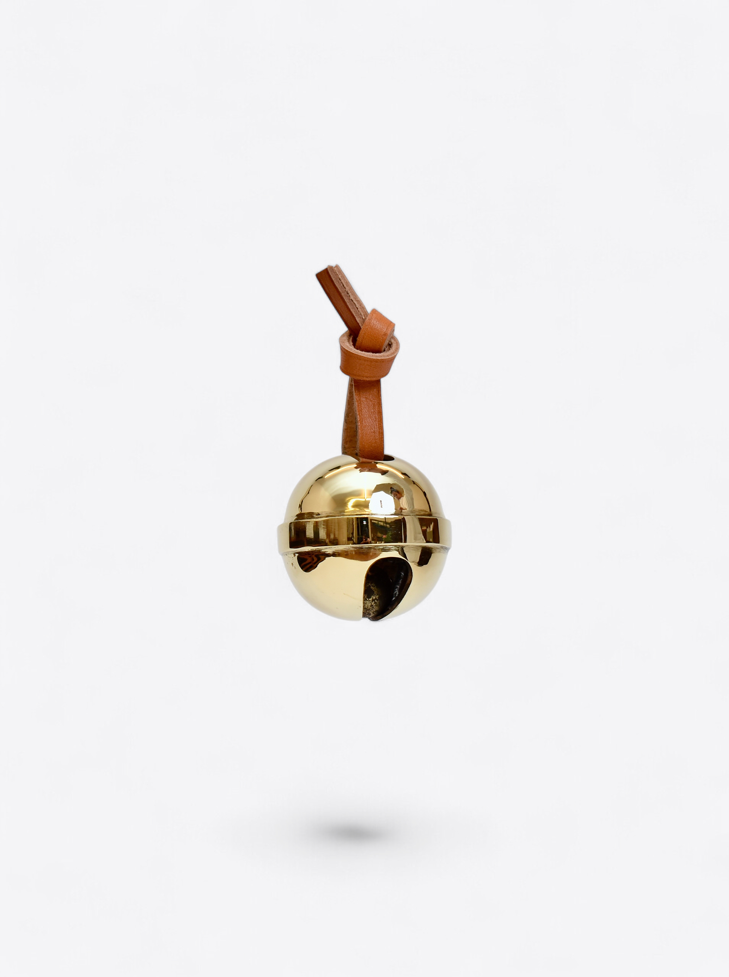 Paperweight + Bell "Jingle" - Polished Brass with Leather