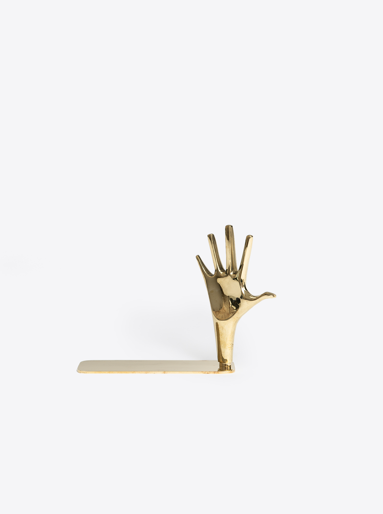 Bookend &quot;Hand&quot; 360 ° rotatable I polished brass