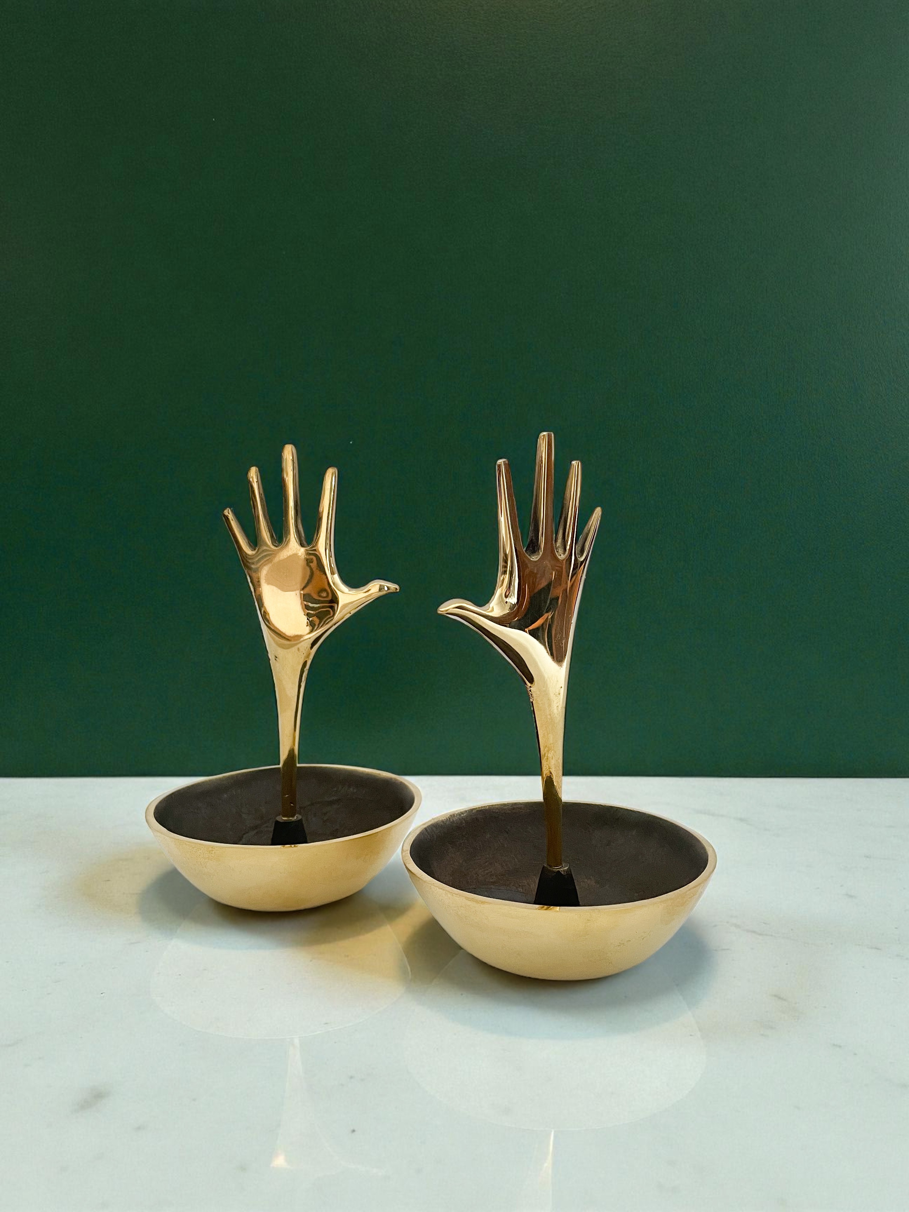 “Catch All” bowl with handle. Polished brass + patinated