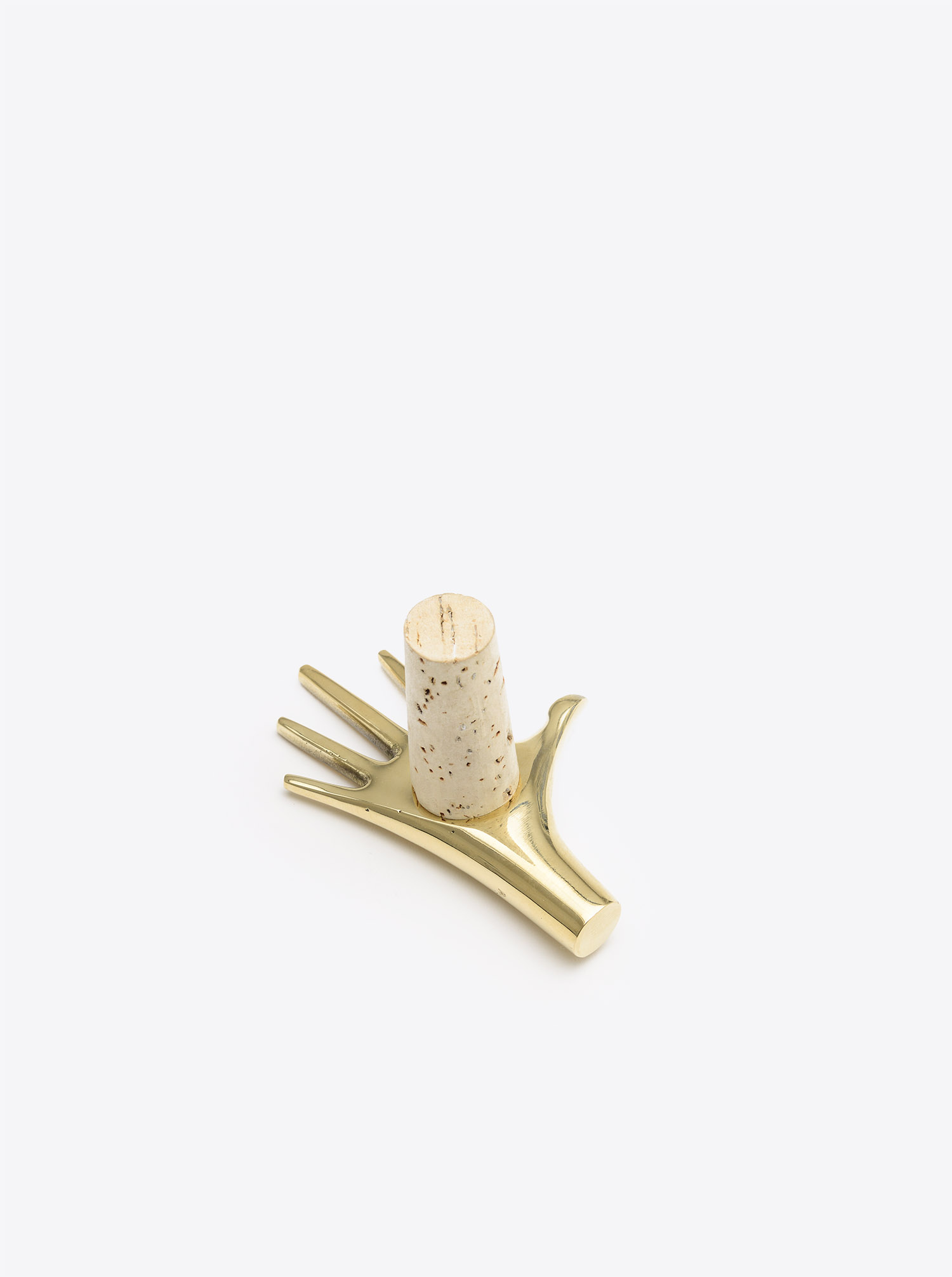 Bottle Stopper &quot;Hand low&quot; Brass polished