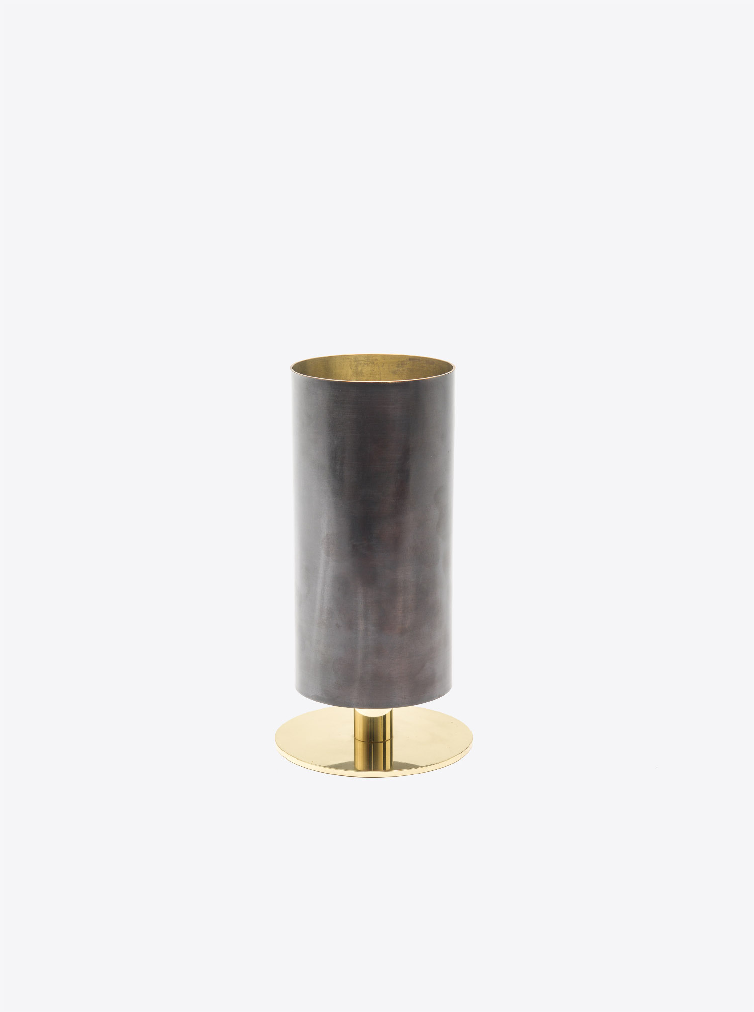 Vase on Pedestal M Brass patinated and polished