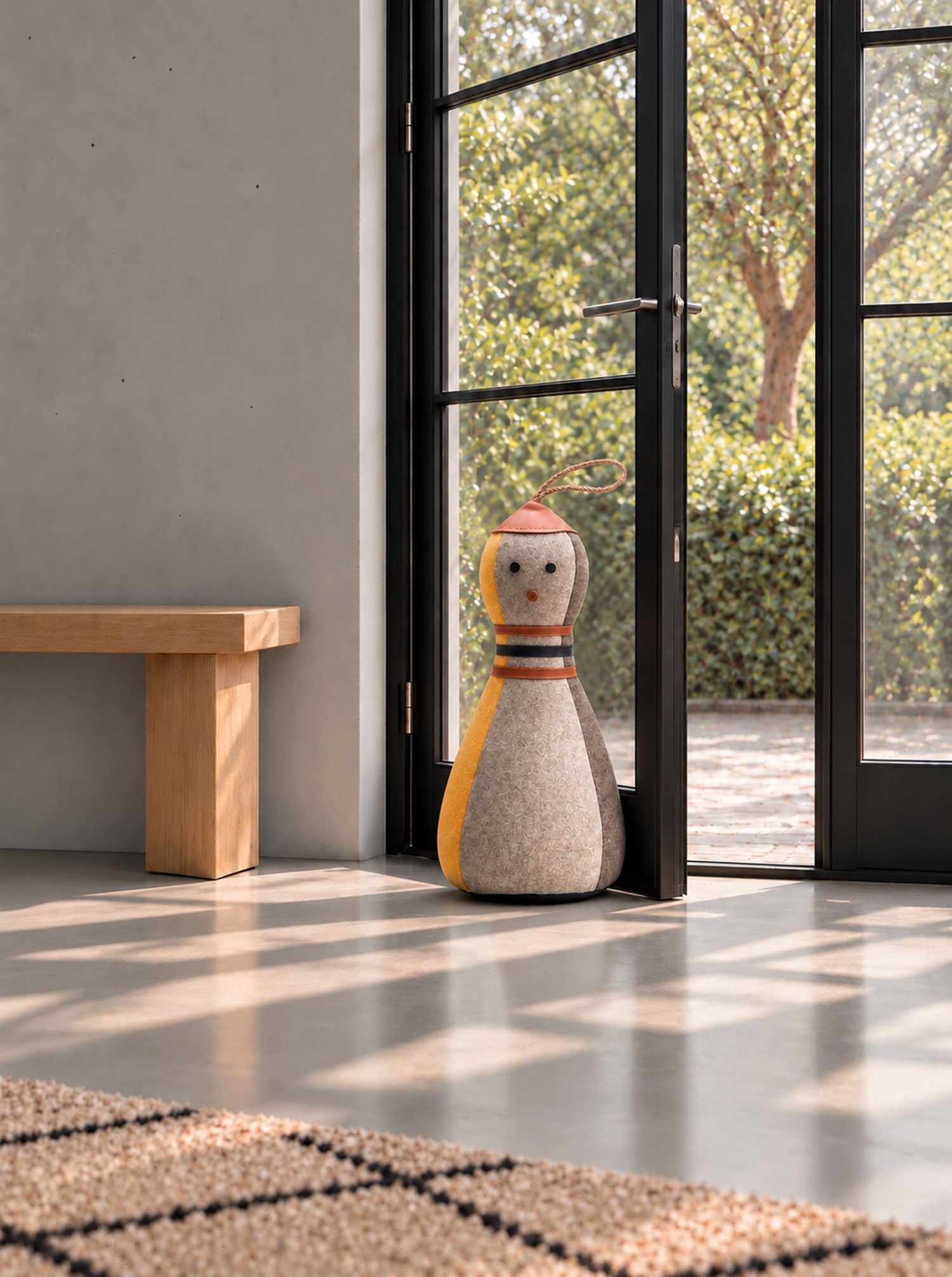 Doorstop "Luis" Burel and Leather XL H 53cm